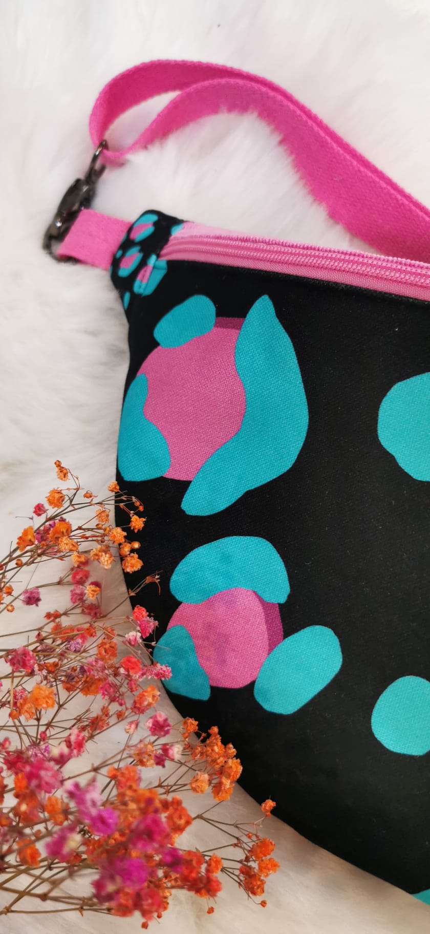 Große XL Tasche Cord Bauchtasche Funky Leopard