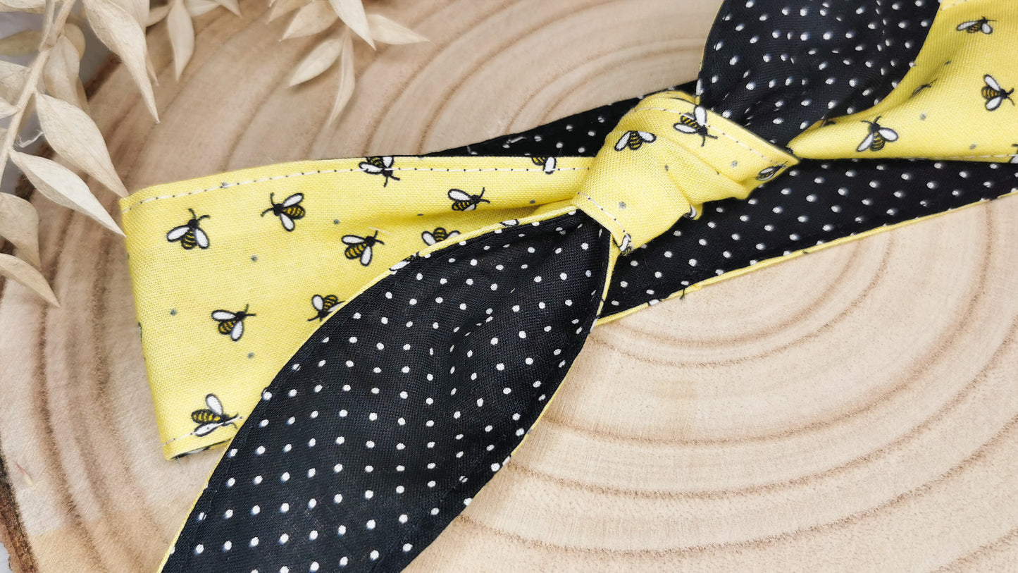 Bandana Haarband mit Bienen & Polkadots Gelb