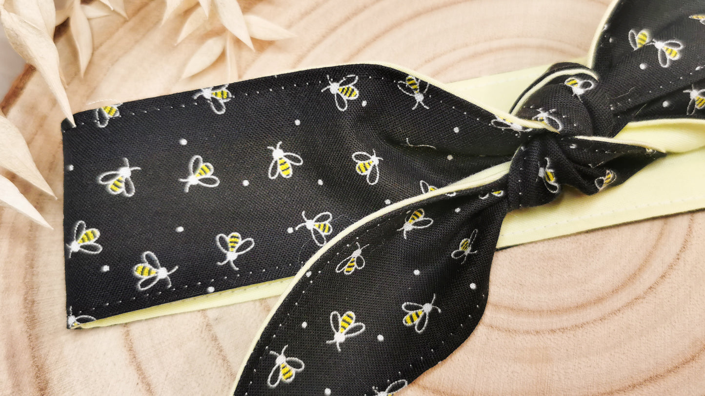 Bandana Haarband mit Bienen & Polkadots Schwarz