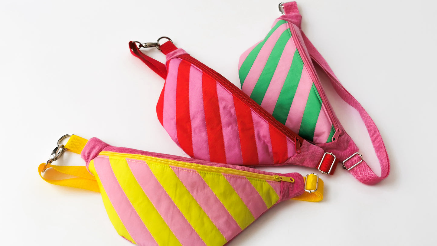 Bunte Bauchtasche Candy-Stripe Look Bag Bubblegum Streifen - 3 Farben