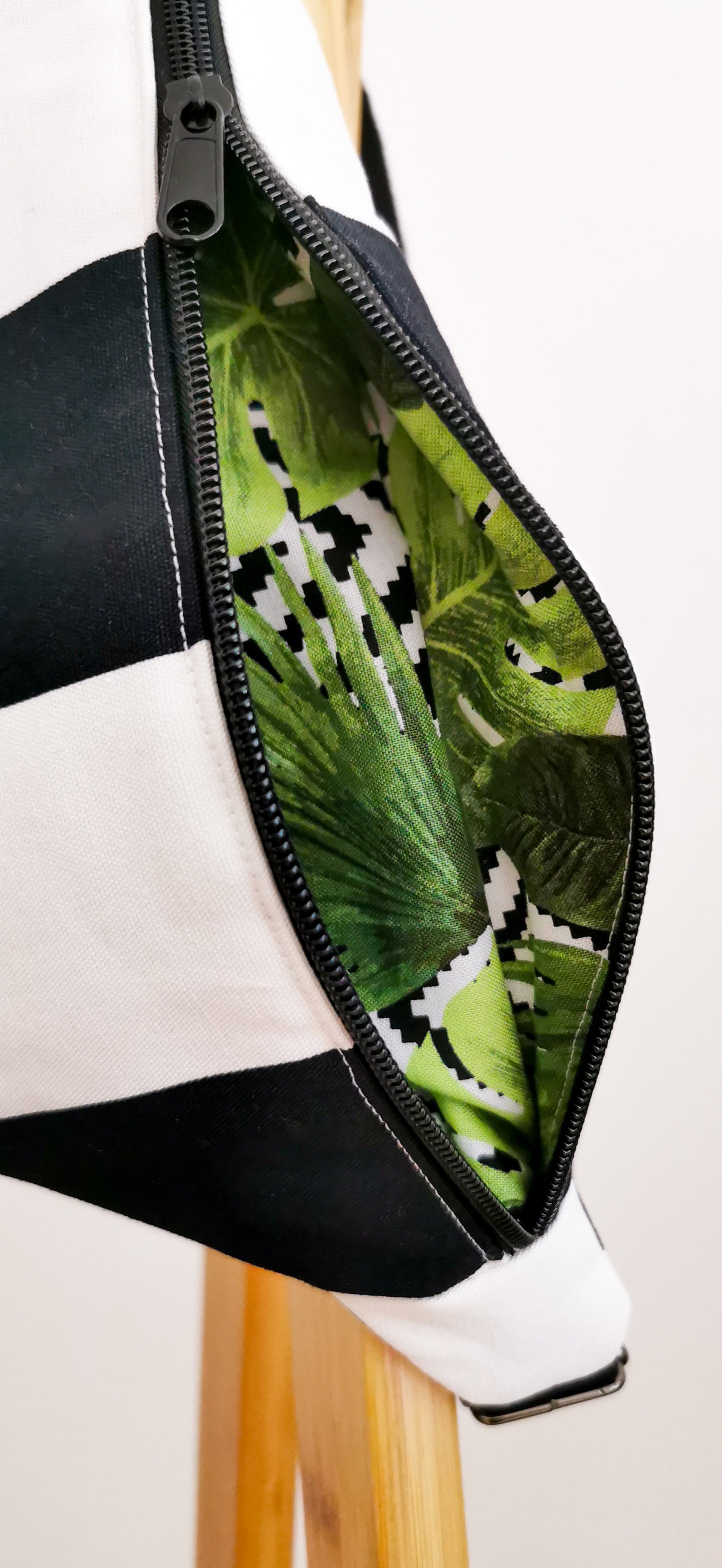 Canvas Streifen Palmenblätter Hipbag Bauchtasche Cross Body Bag