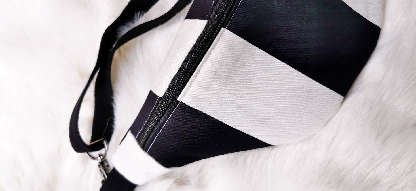 Canvas Streifen Palmenblätter Hipbag Bauchtasche Cross Body Bag