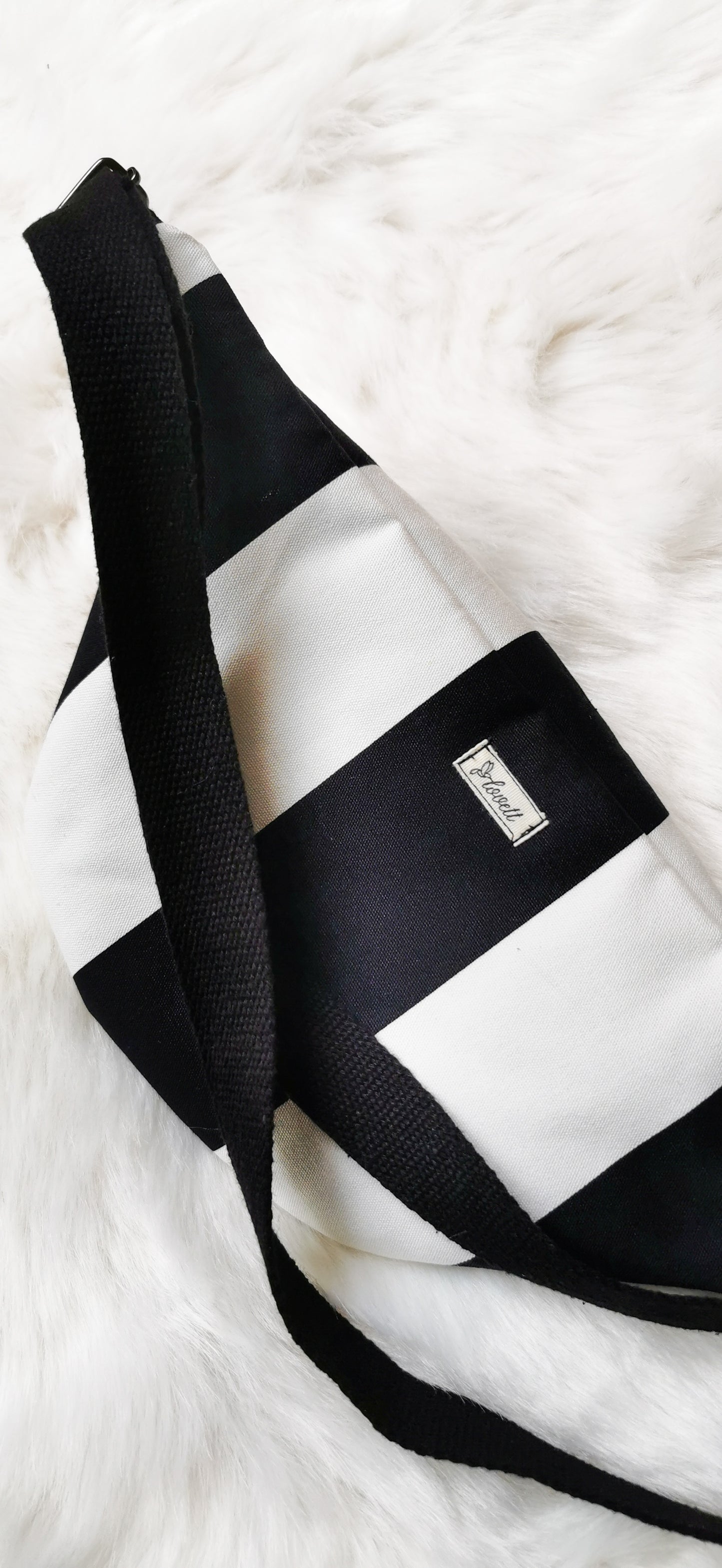 Canvas Streifen Palmenblätter Hipbag Bauchtasche Cross Body Bag