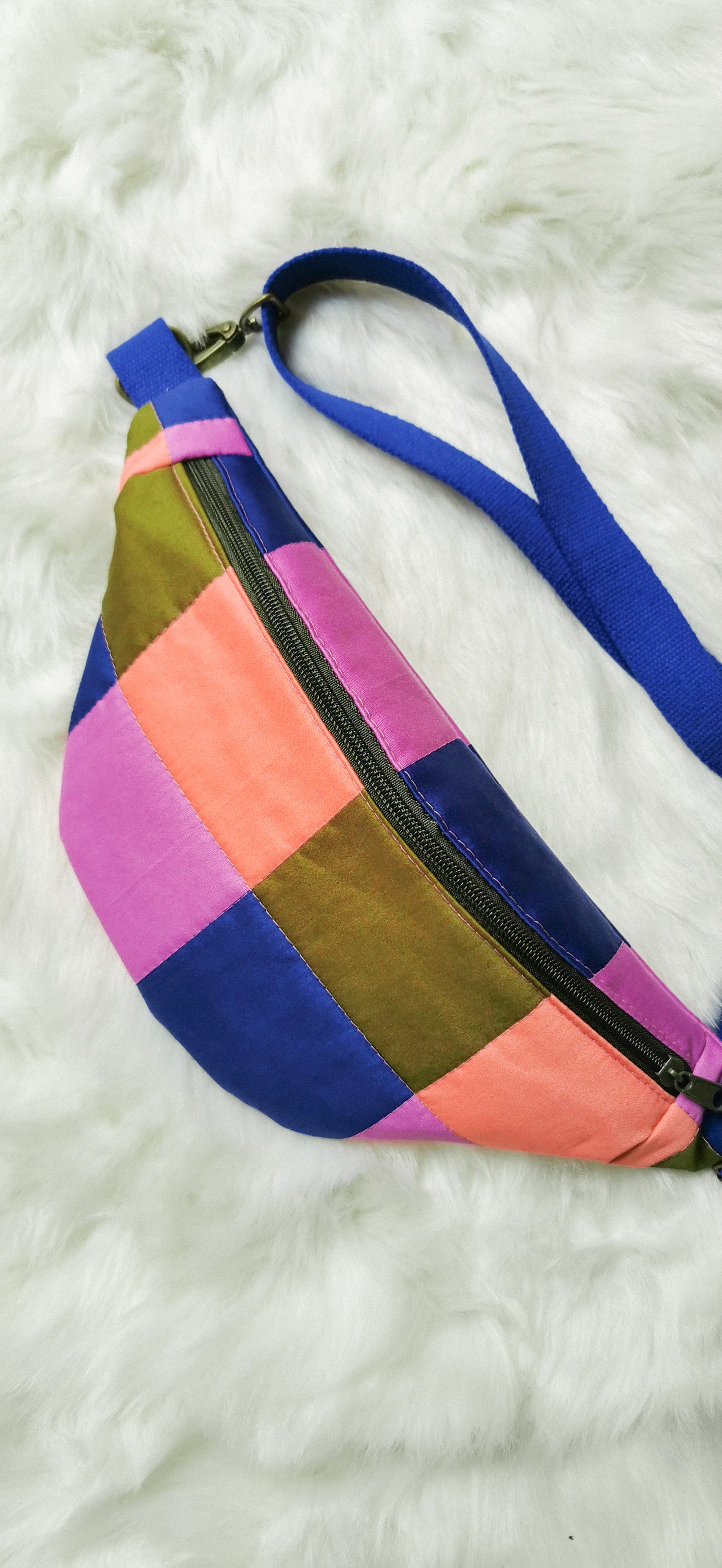 Bunte Colourblocking Hipbag Bauchtasche Cross Body Bag Karos