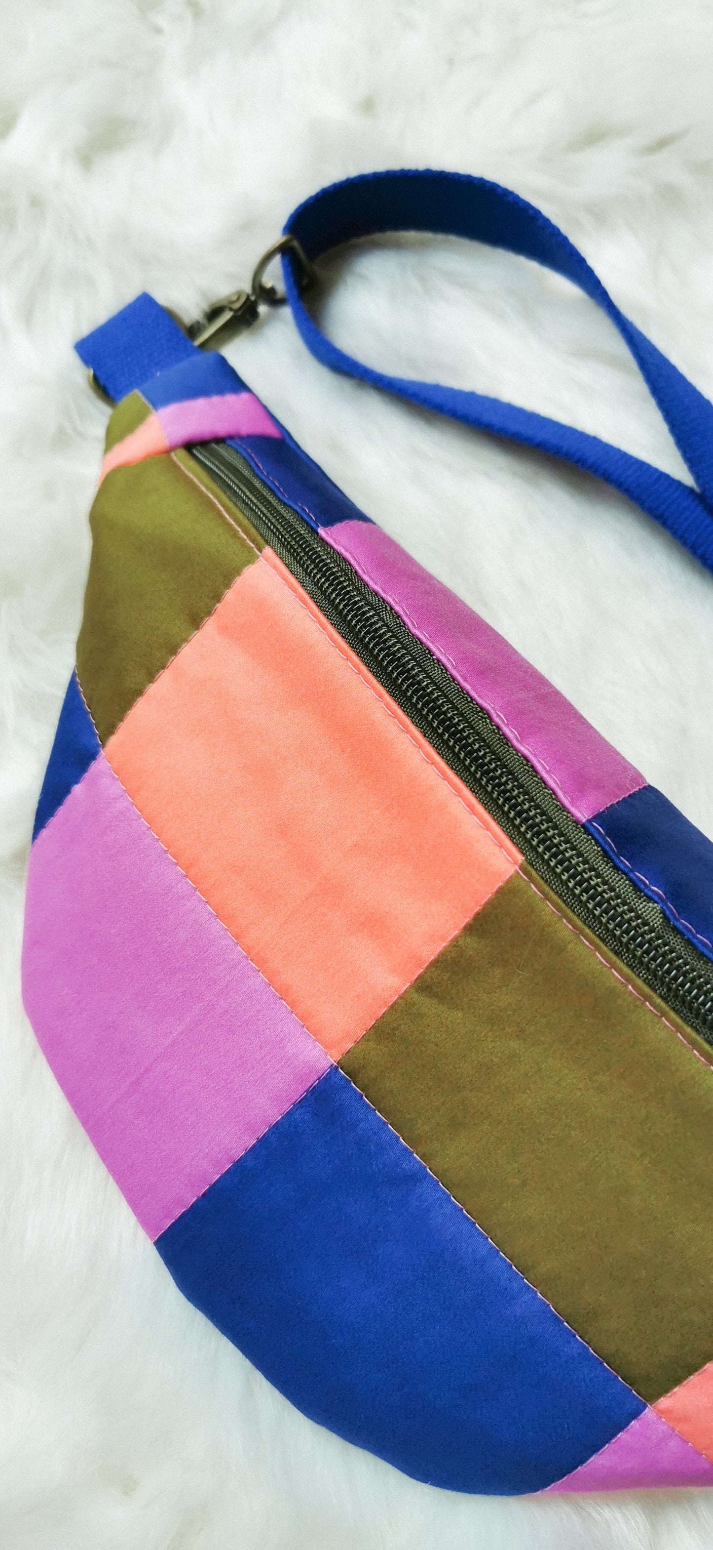 Bunte Colourblocking Hipbag Bauchtasche Cross Body Bag Karos
