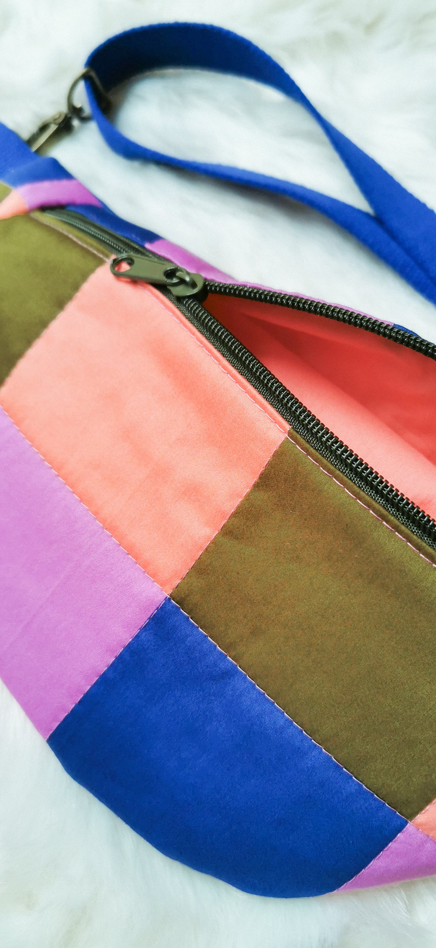 Bunte Colourblocking Hipbag Bauchtasche Cross Body Bag Karos