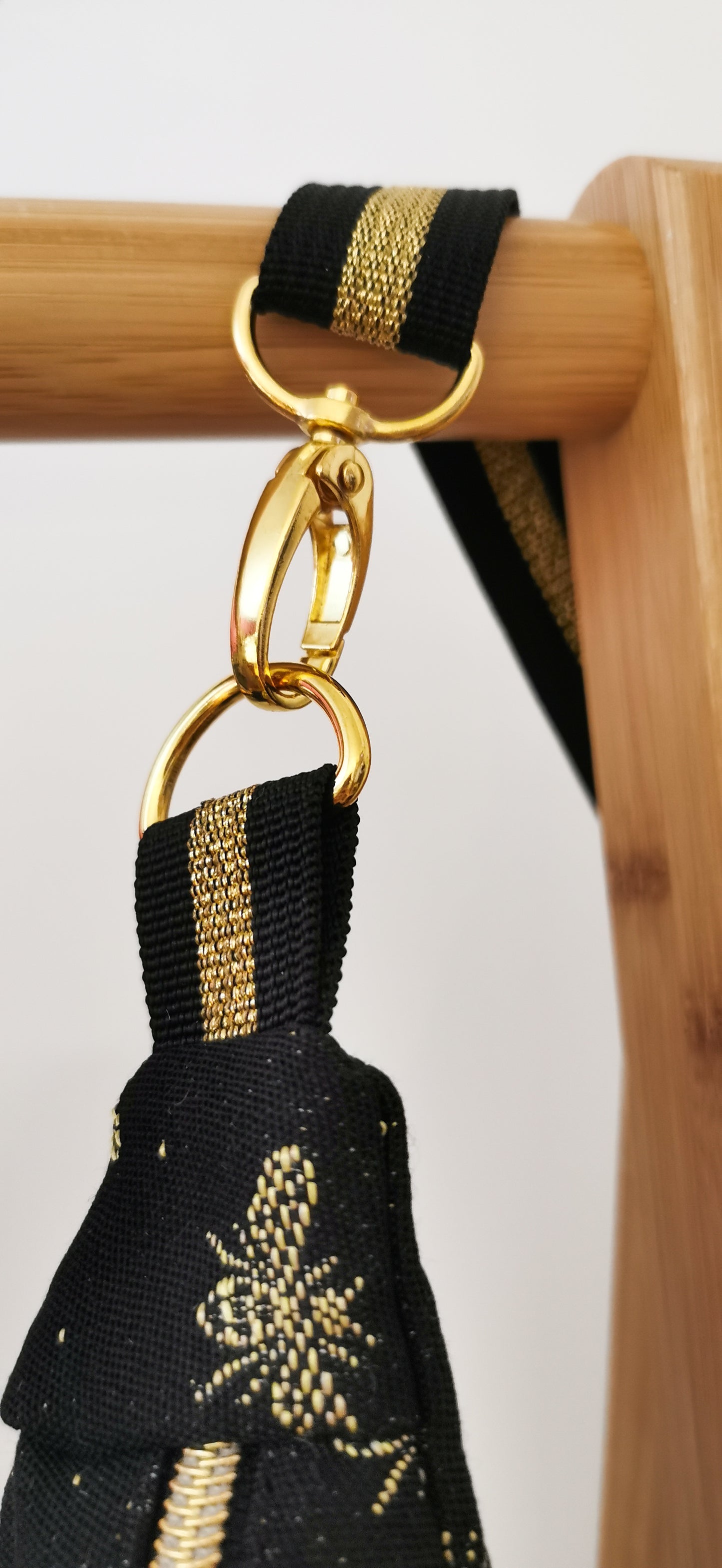Edle Hipbag Cord Bauchtasche Schwarz/Gold Bienen