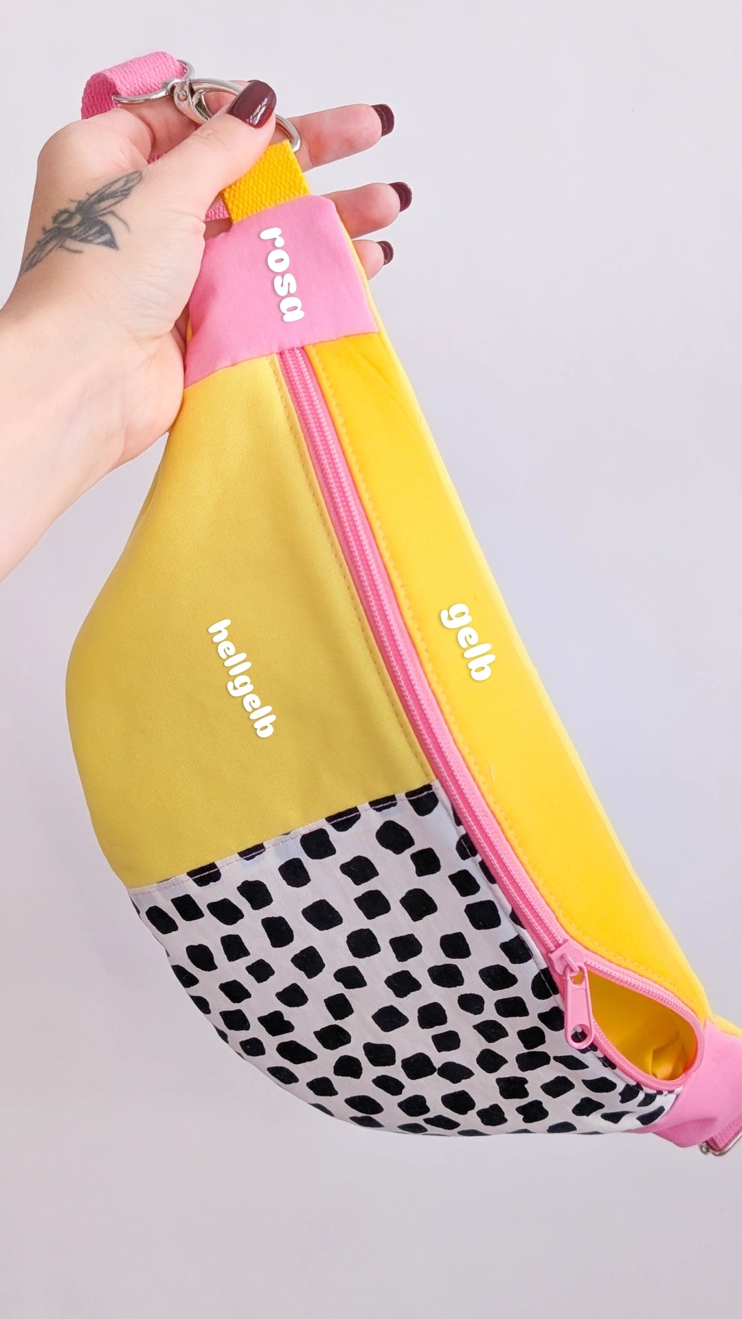 80s Hipbag Bauchtasche Cross Body Bag Tupfen Pastell Yellow
