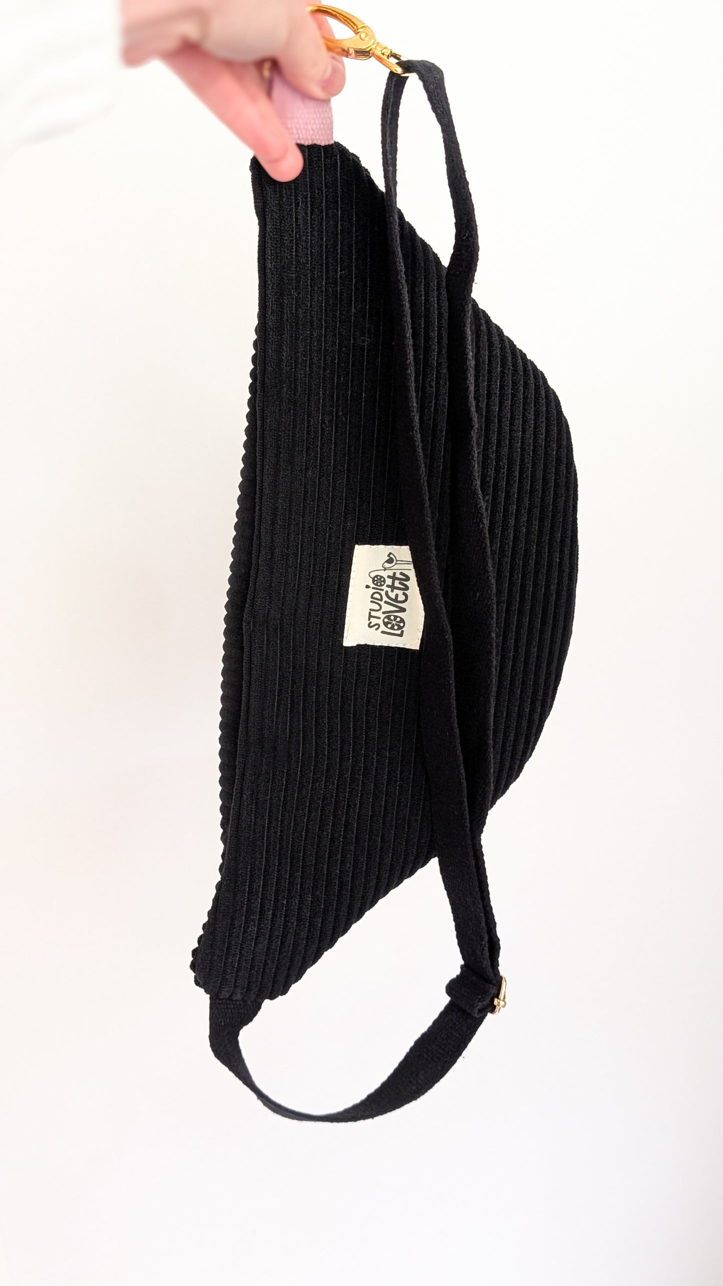 Zero Waste Bauchtasche Cord Bienen Rosé/Schwarz/Gold Einzelstück