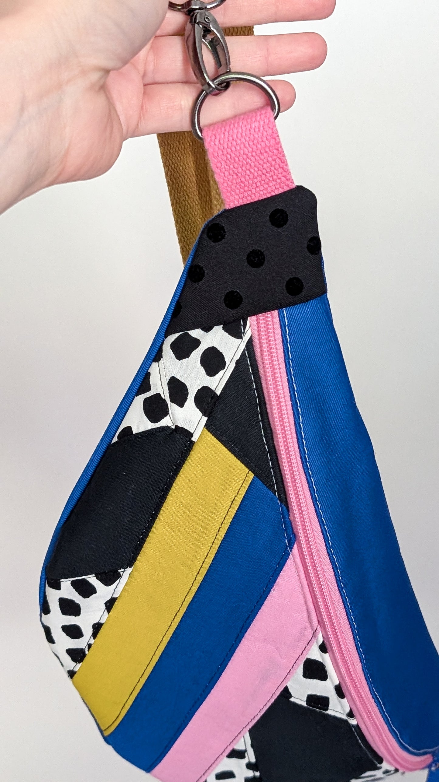 Zero Waste Bauchtasche Colorblocking Mustermix Dots Blau Rosa EINZELSTÜCK