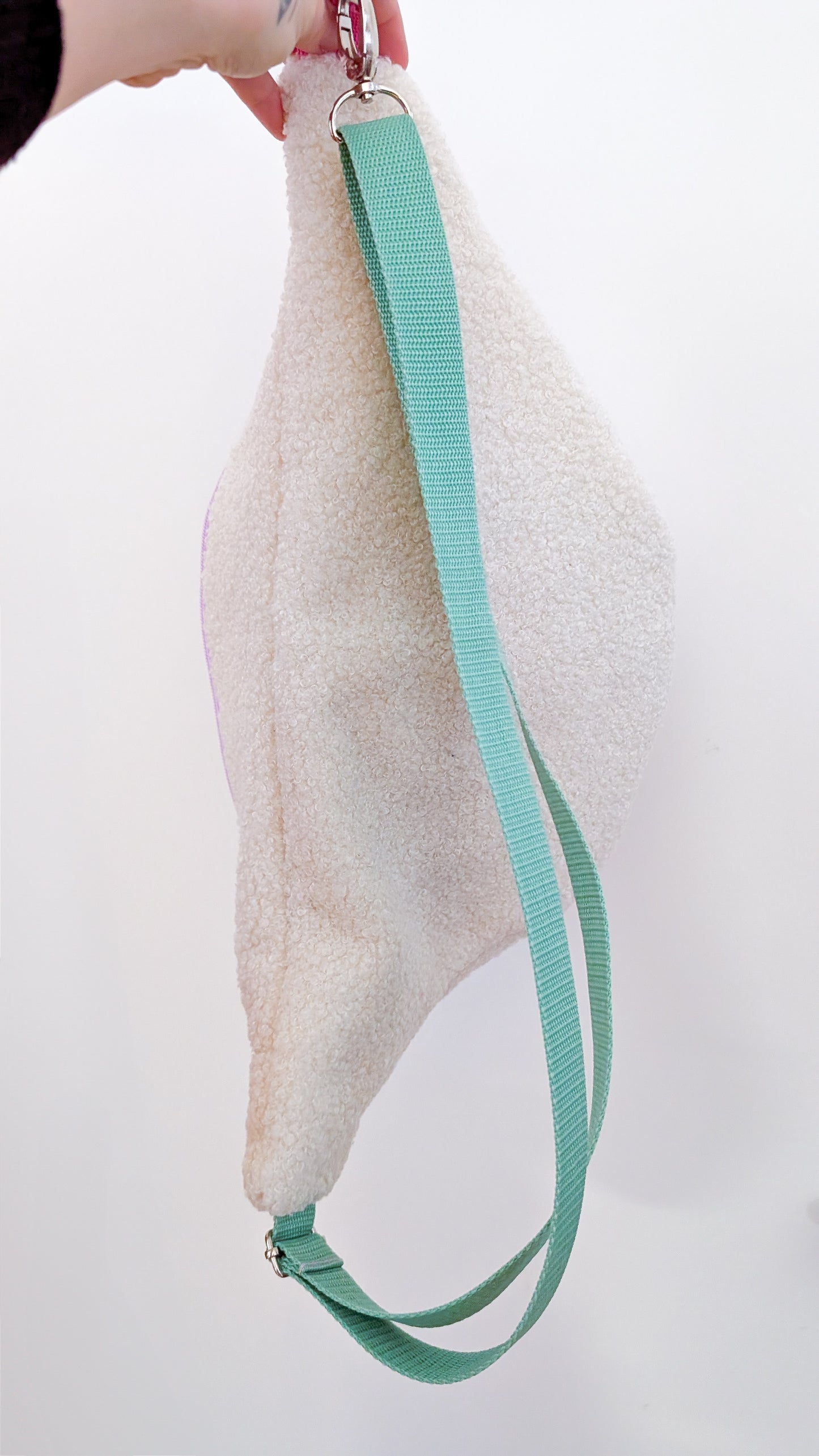 Pastell XL Bauchtasche Plüschi Teddy Bouclé Plüsche Creme