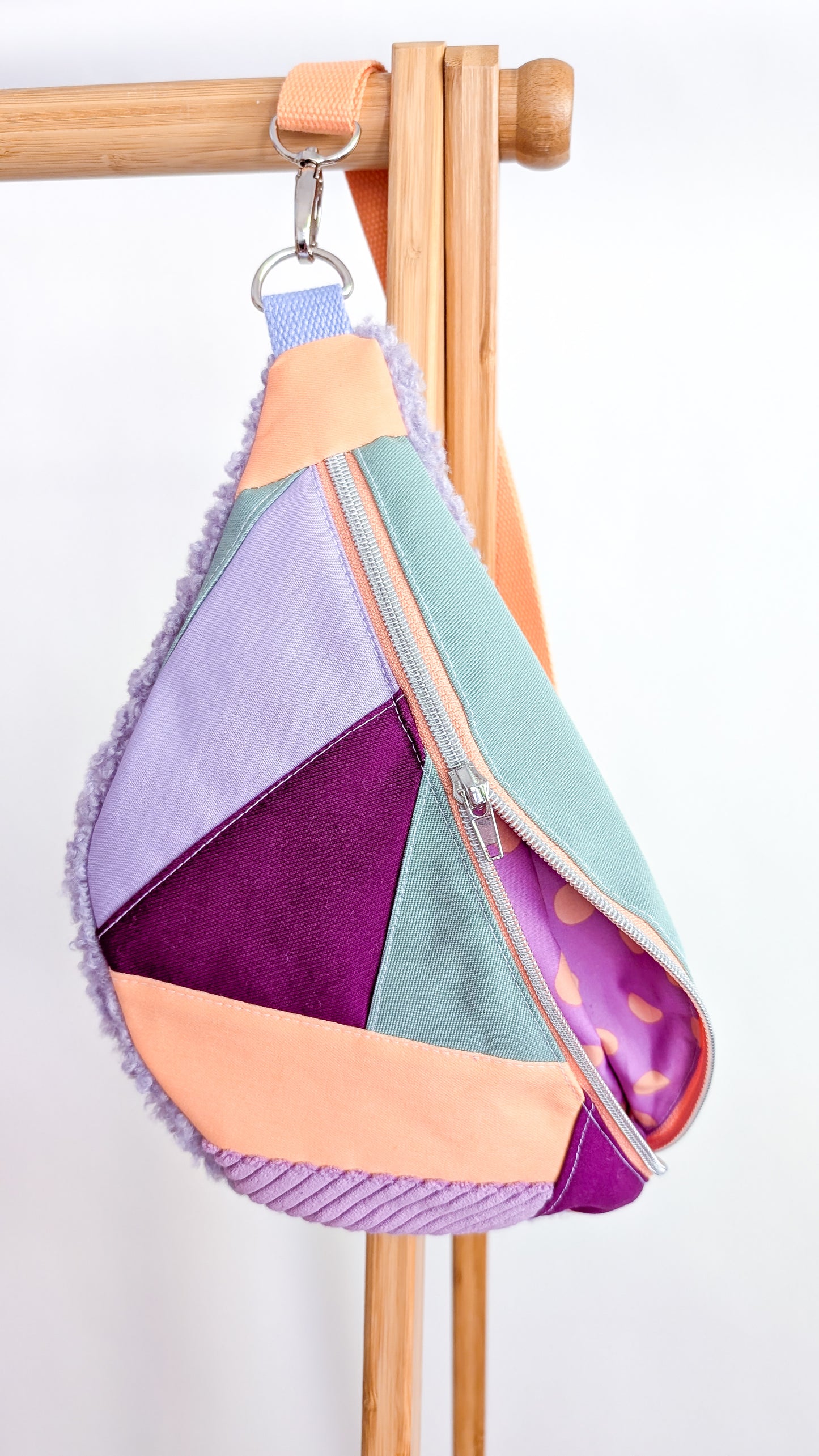 Zero Waste Bauchtasche Pastell Flieder/Peach/Mint Plüsch Einzelstück