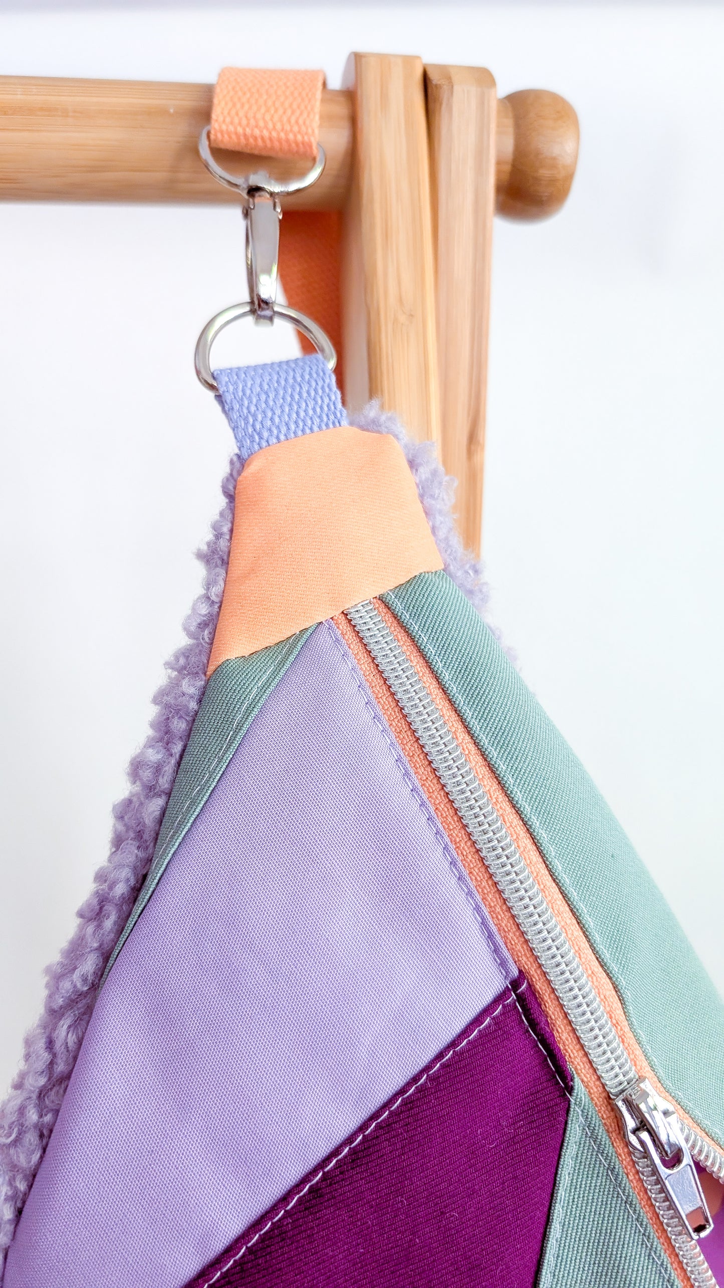 Zero Waste Bauchtasche Pastell Flieder/Peach/Mint Plüsch Einzelstück
