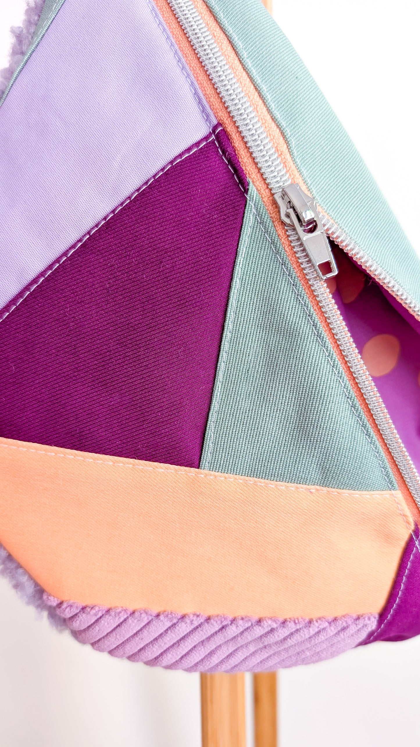 Zero Waste Bauchtasche Pastell Flieder/Peach/Mint Plüsch Einzelstück