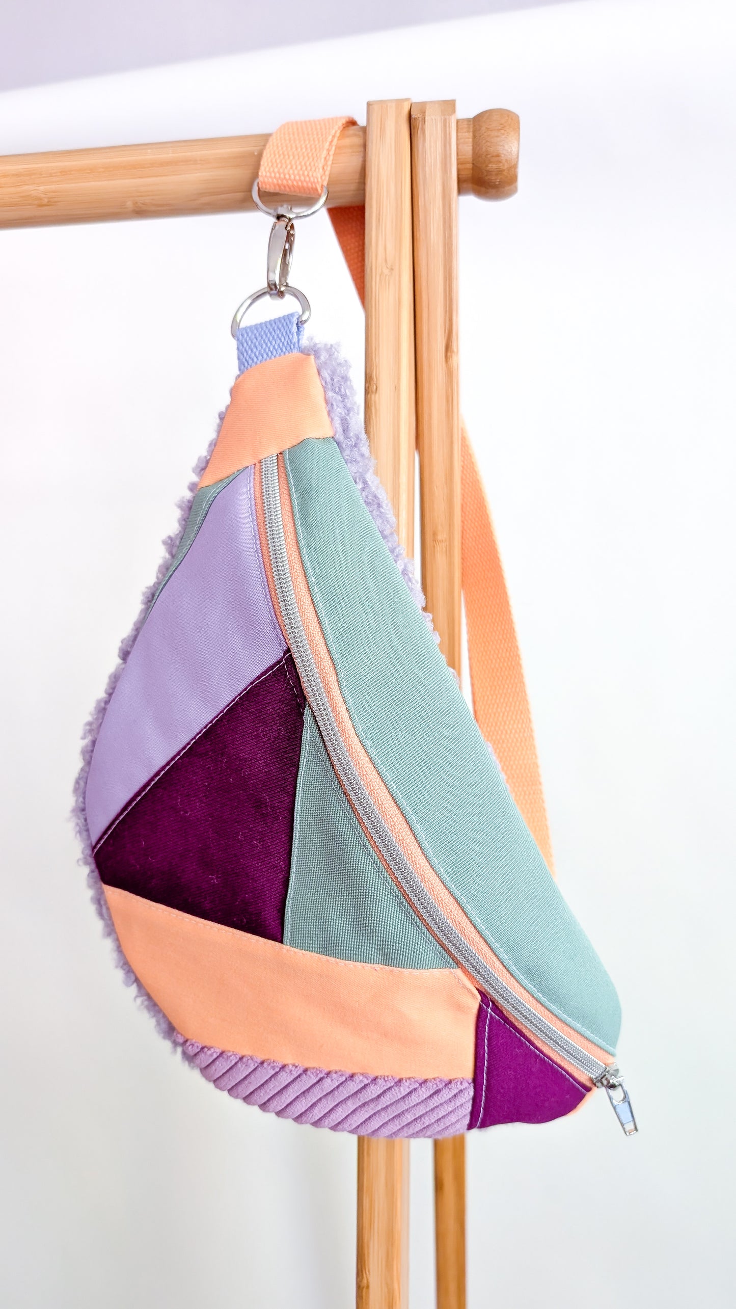 Zero Waste Bauchtasche Pastell Flieder/Peach/Mint Plüsch Einzelstück
