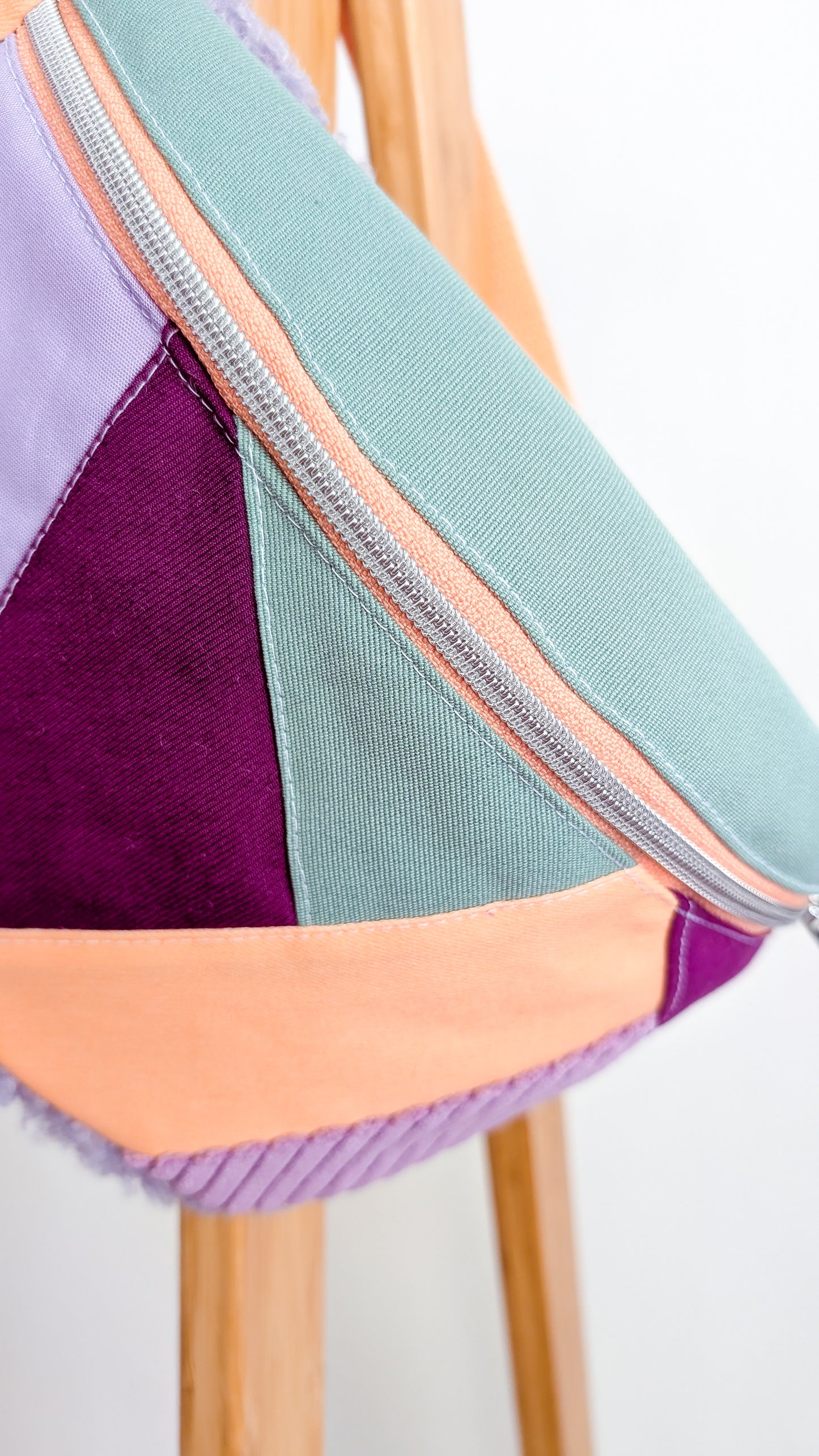 Zero Waste Bauchtasche Pastell Flieder/Peach/Mint Plüsch Einzelstück