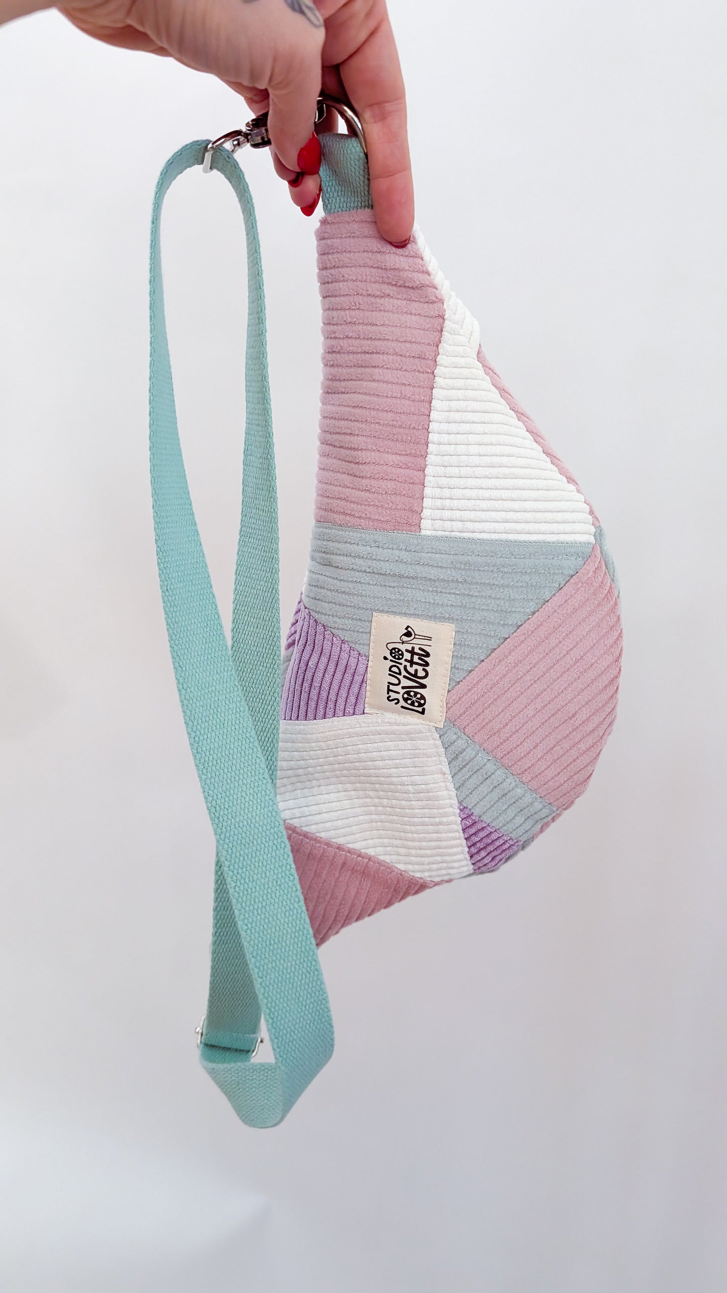 Zero Waste Hip Bag Patchwork - Bauchtasche Cord Pastell Einzelstück