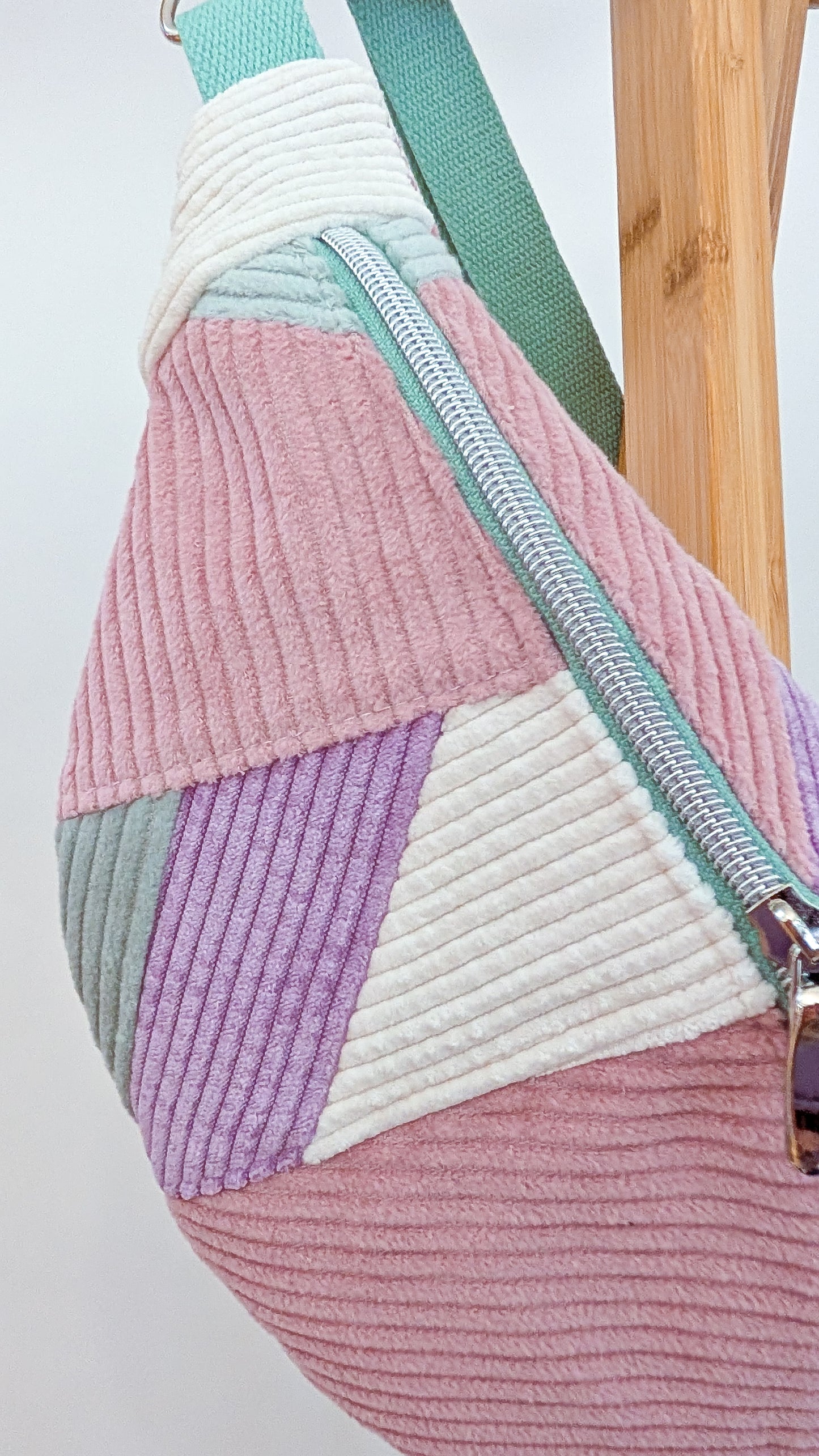 Zero Waste Hip Bag Patchwork - Bauchtasche Cord Pastell Einzelstück