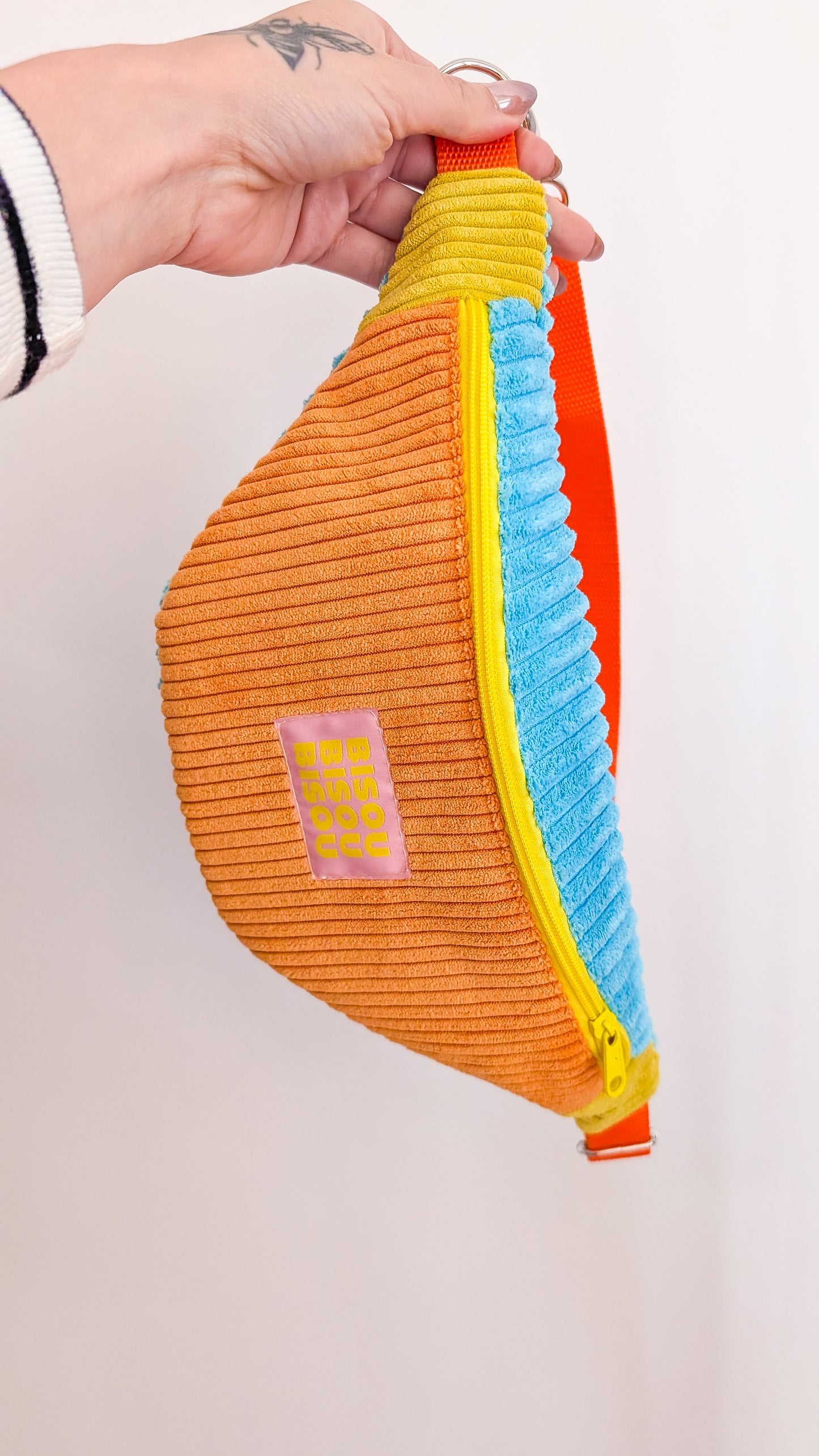 Bunte Colorblocking Cord Hipbag Bauchtasche Tasche