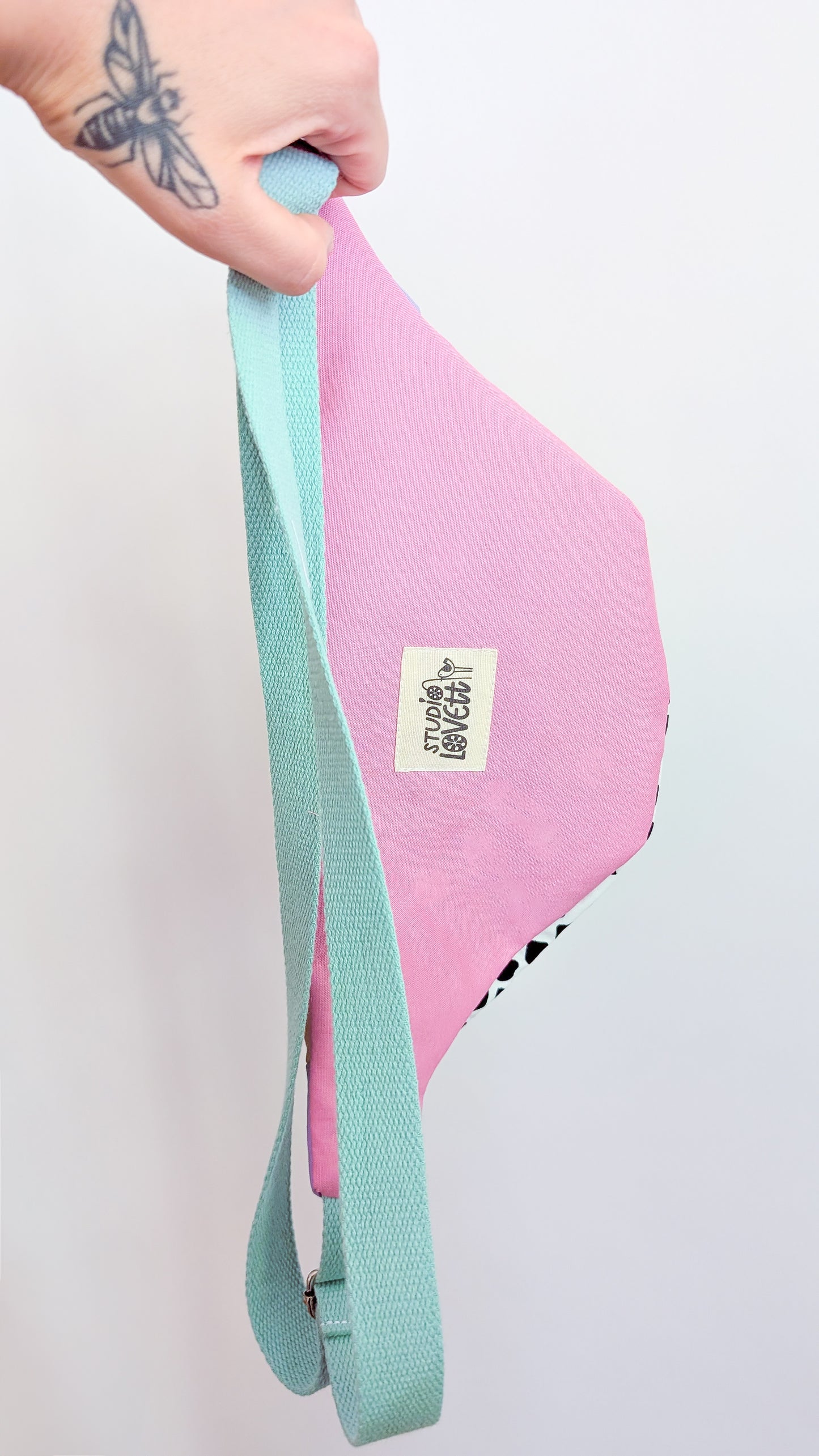 80s Hipbag Bauchtasche Cross Body Bag Tupfen Pastell Rosa, Peach & Flieder #4