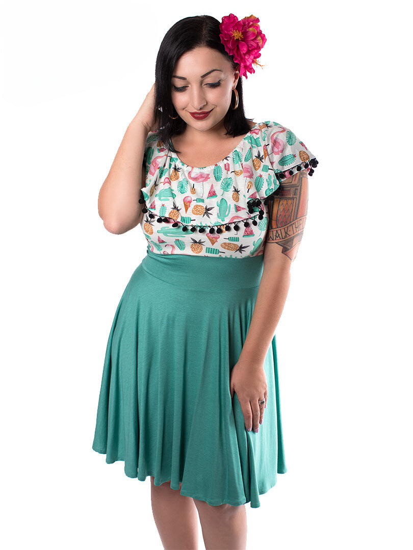 Tropisches Rockabilly Carmen Swing Kleid