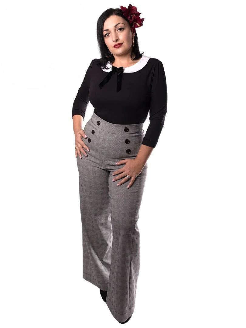 Karierte Marlene High Waist Taillenhose HAHNENTRITT