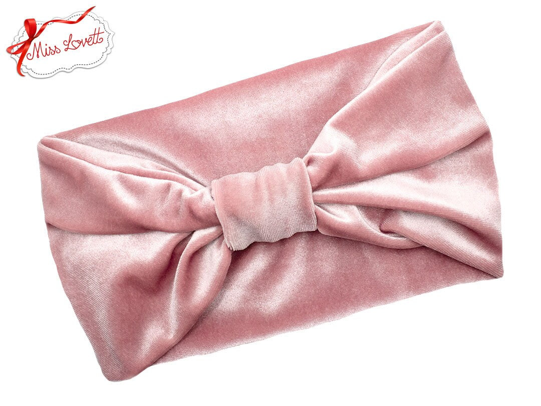 Warmes Retro Turban Stirnband aus Samt ROSÉ