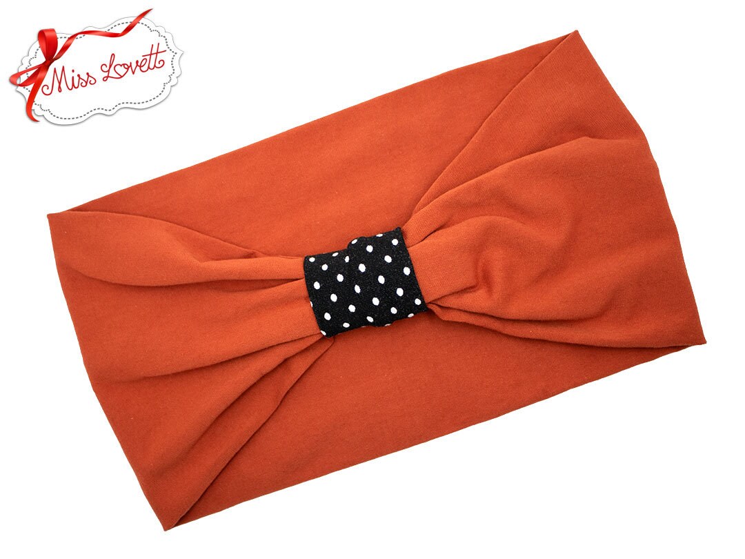 BELLA_39 Turban Stirnband Rost/Polkadots