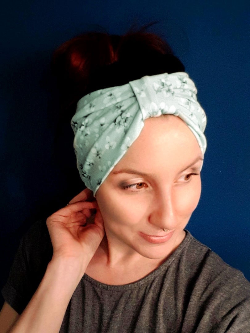 Mintfarbenes Turban Stirnband mit Eukalyptus Print