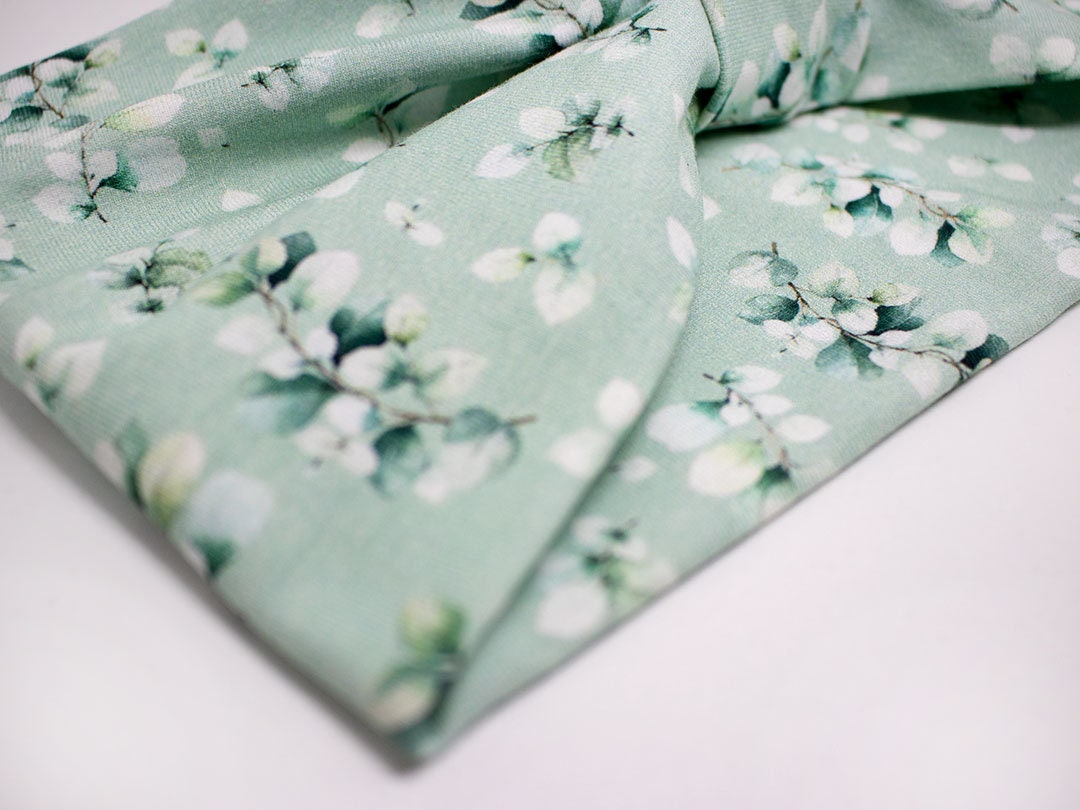 Mintfarbenes Turban Stirnband mit Eukalyptus Print
