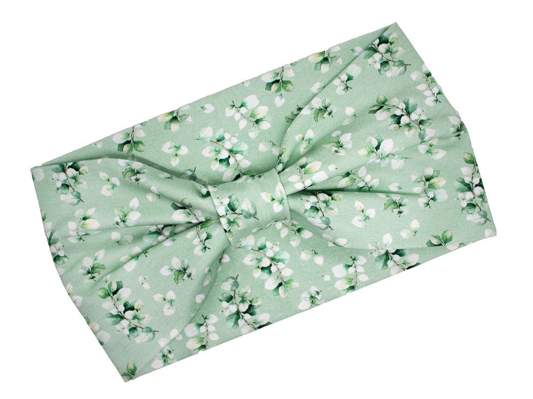 Mintfarbenes Turban Stirnband mit Eukalyptus Print