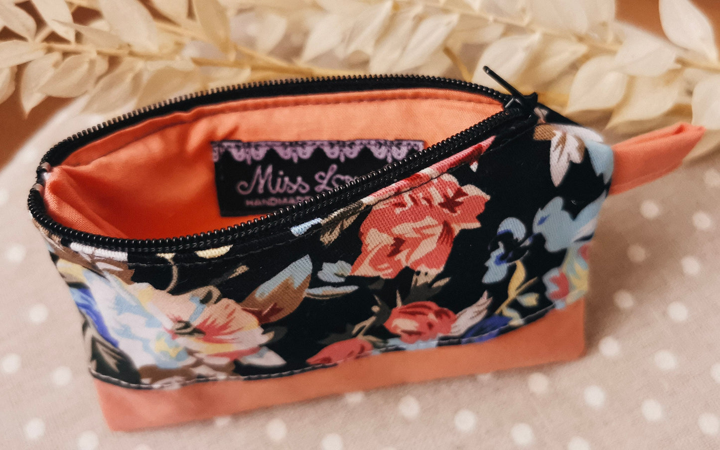 Mini Geldbörse Geldbeutel Blumen Gelb oder Peach