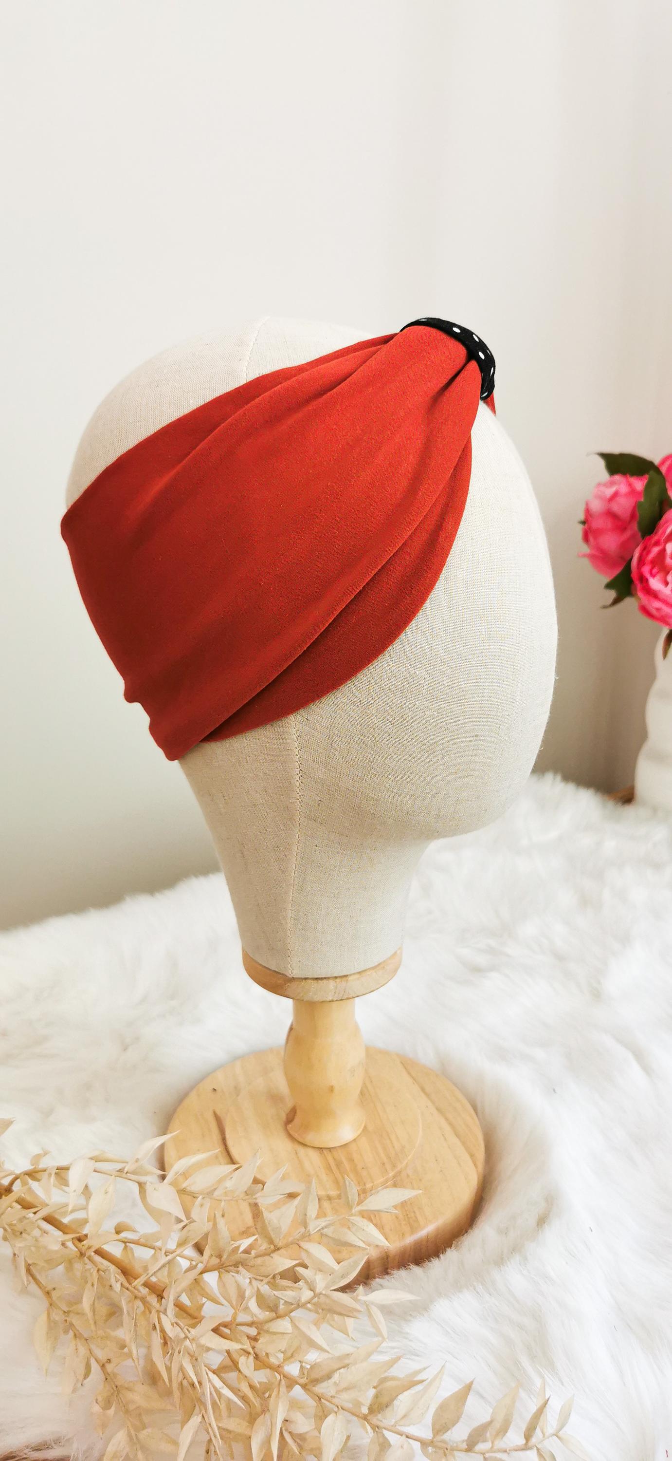 BELLA_39 Turban Stirnband Rost/Polkadots