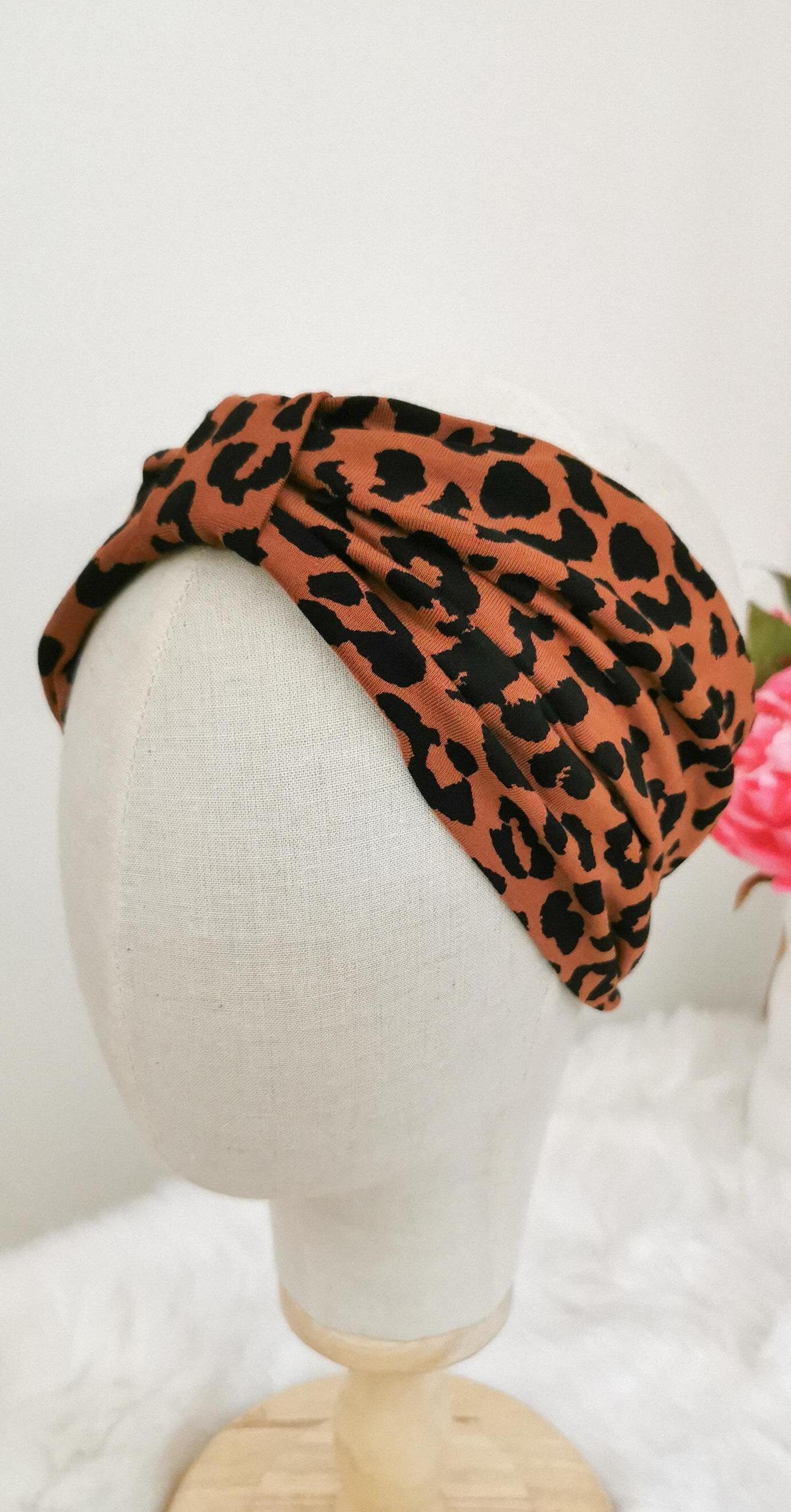 Turban Stirnband Caramel/Schwarz Leopard