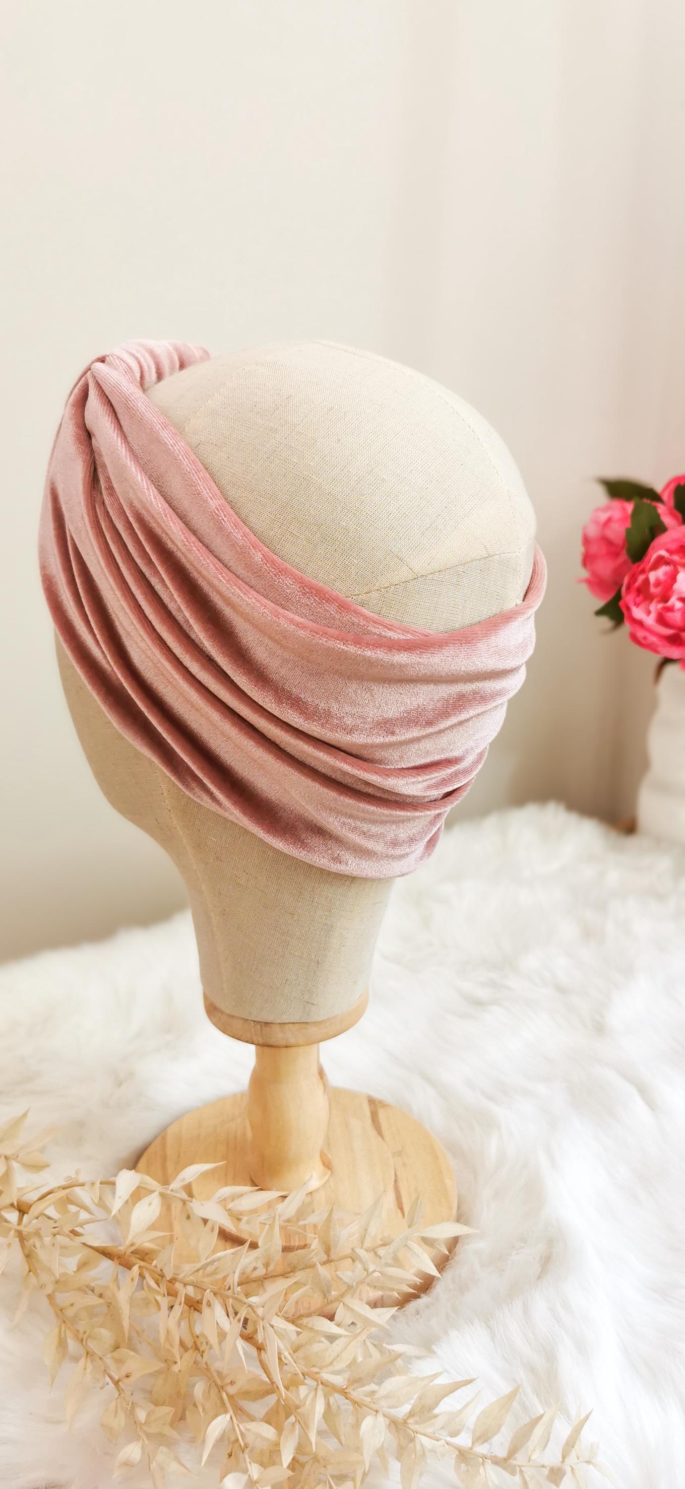 Warmes Retro Turban Stirnband aus Samt ROSÉ