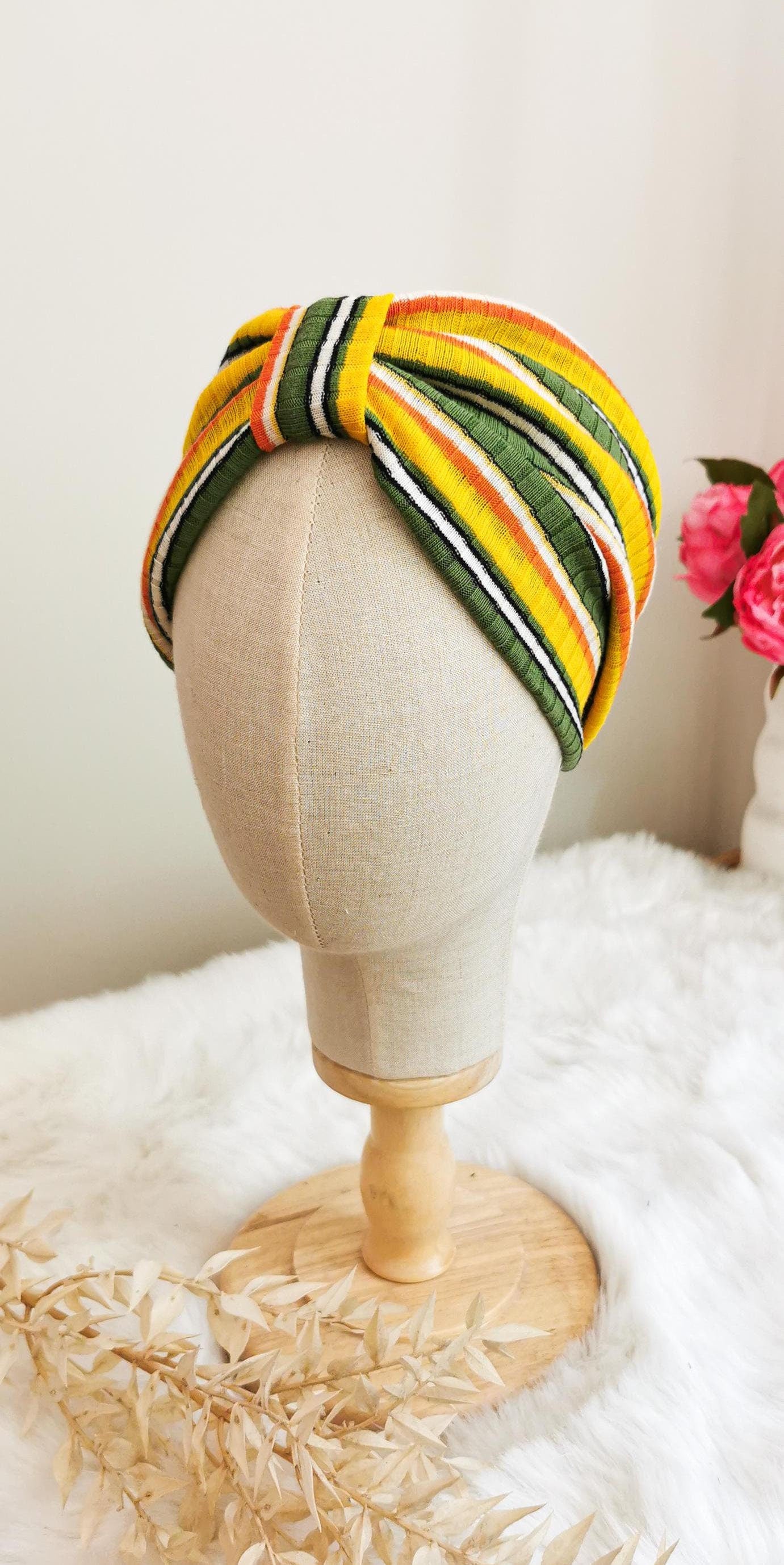 Buntes Stirnband mit 70s Streifen
