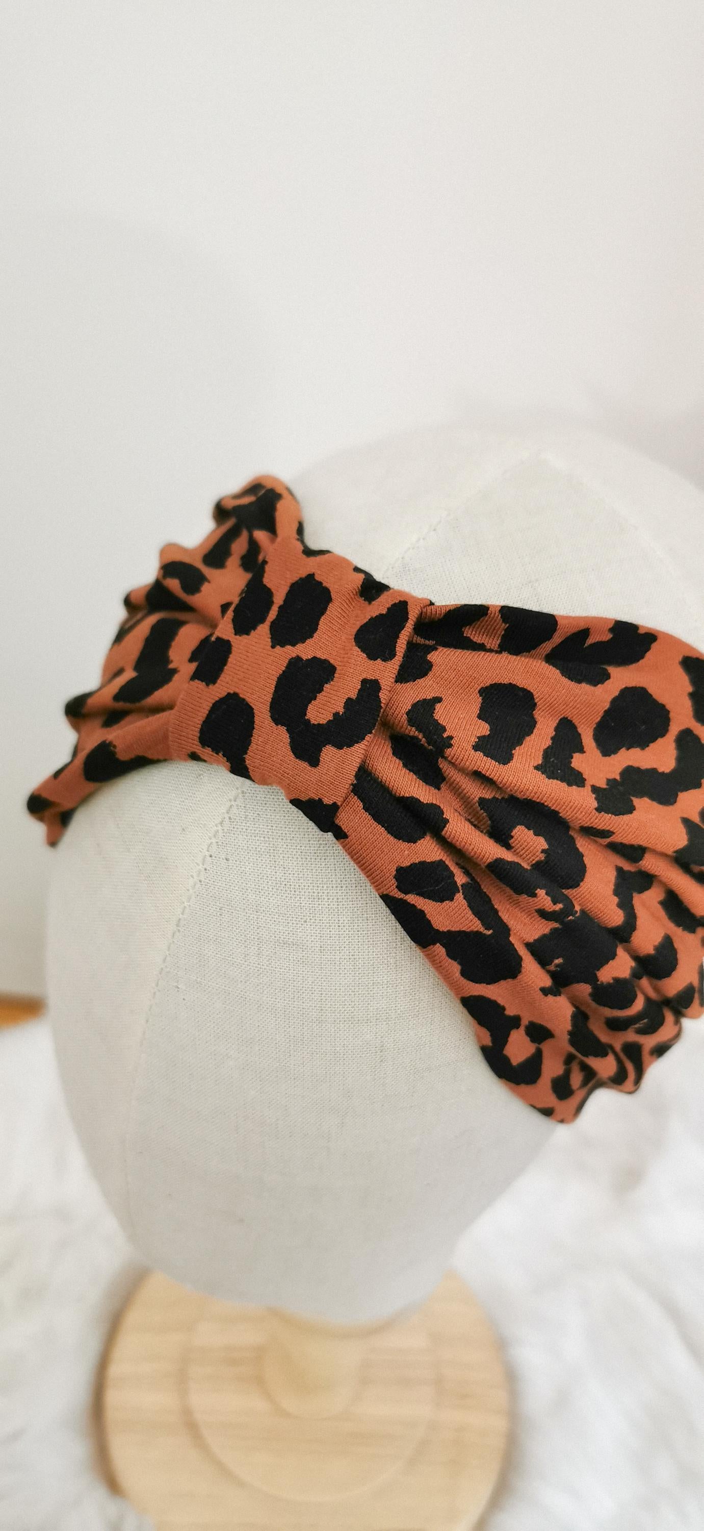 BELLA_88 Turban Stirnband Caramel/Schwarz Leopard