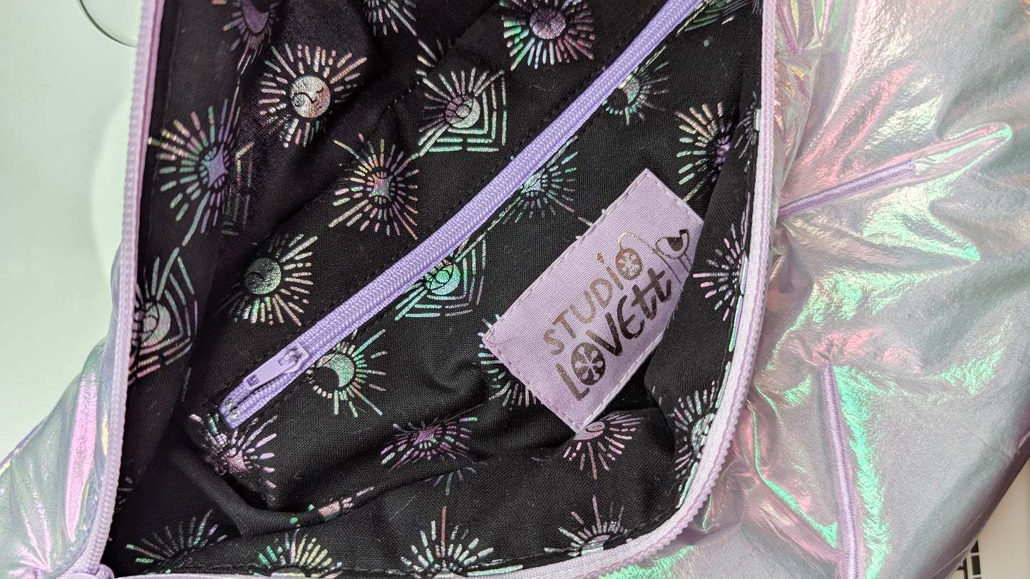 Große XL Bauchtasche Holografisch Pastell 80s Bauchtasche Stepper UNIKAT