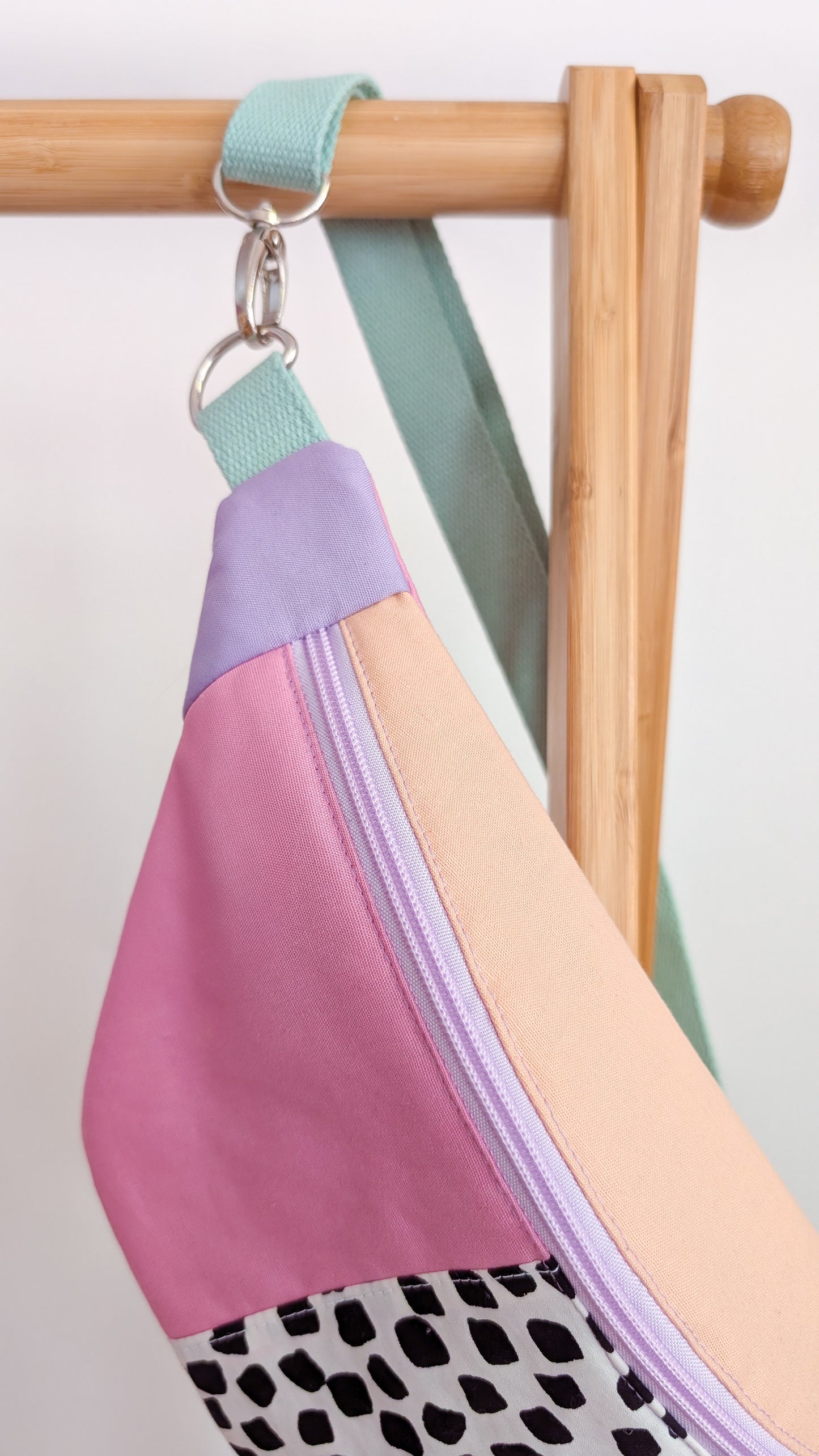 80s Hipbag Bauchtasche Cross Body Bag Tupfen Pastell Rosa, Peach & Flieder #4