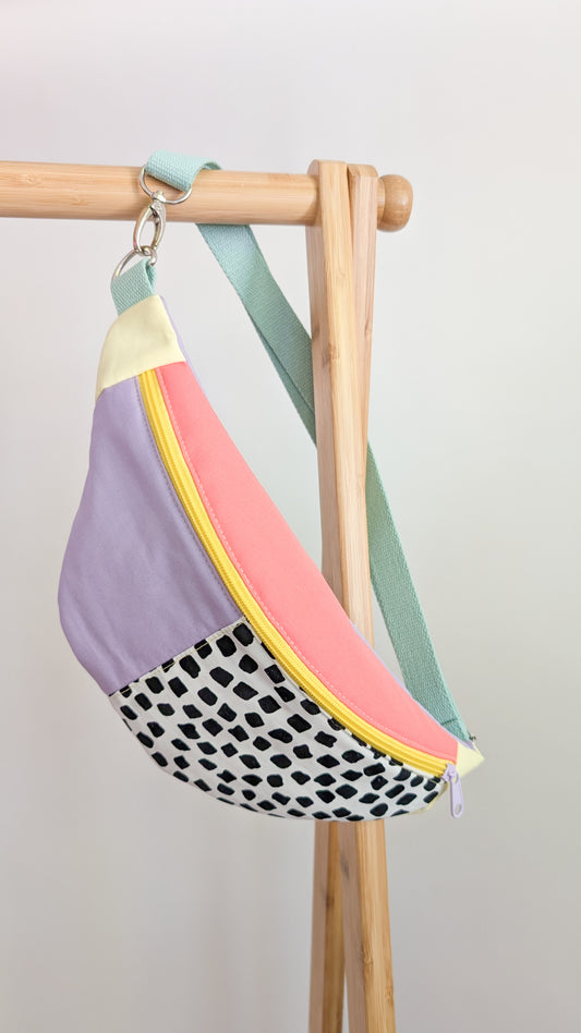 80s Hipbag Bauchtasche Cross Body Bag Tupfen Pastell B-Ware