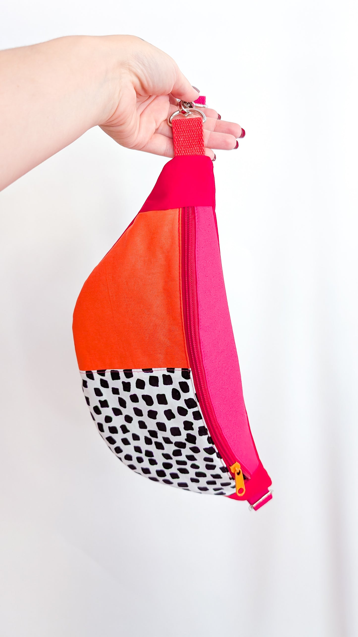 80s Hipbag Bauchtasche Cross Body Bag Tupfen Pastell Pink/Orange/Rot