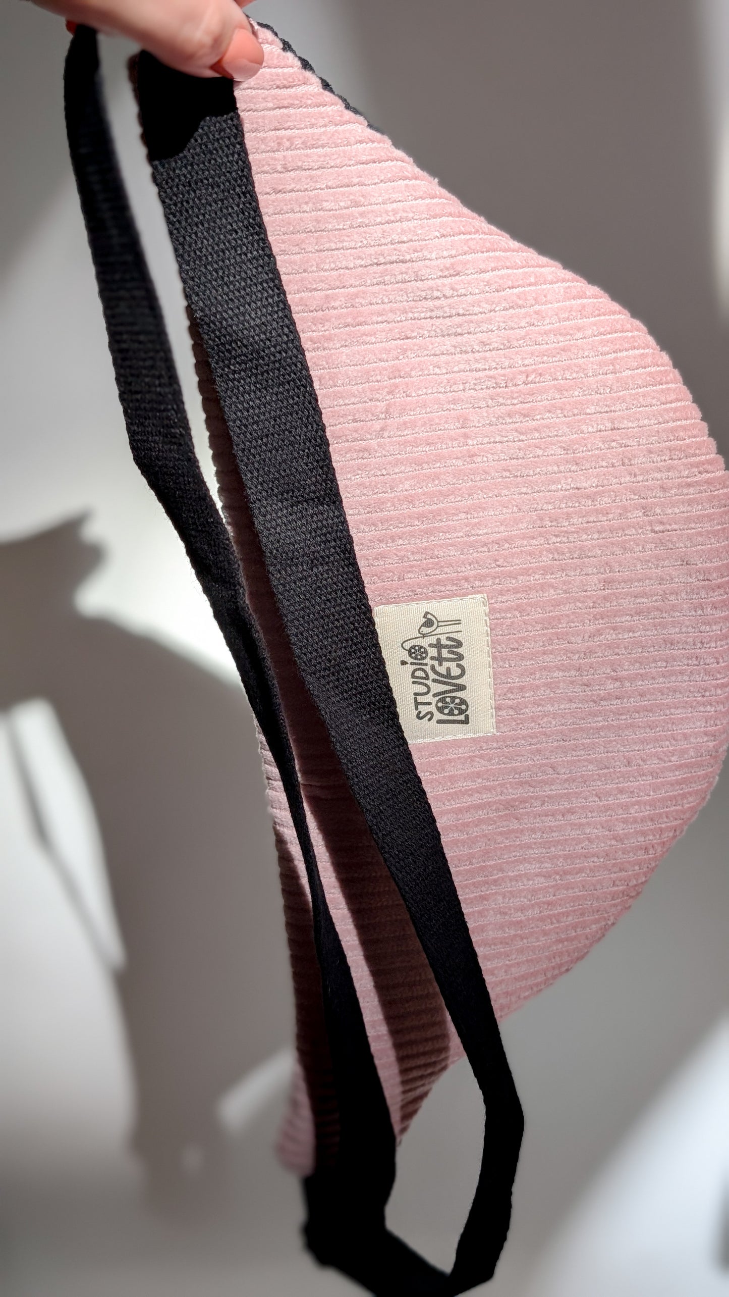 Zero Waste Patchwork - Bauchtasche Leo Cord Rose Schwarz Einzelstück