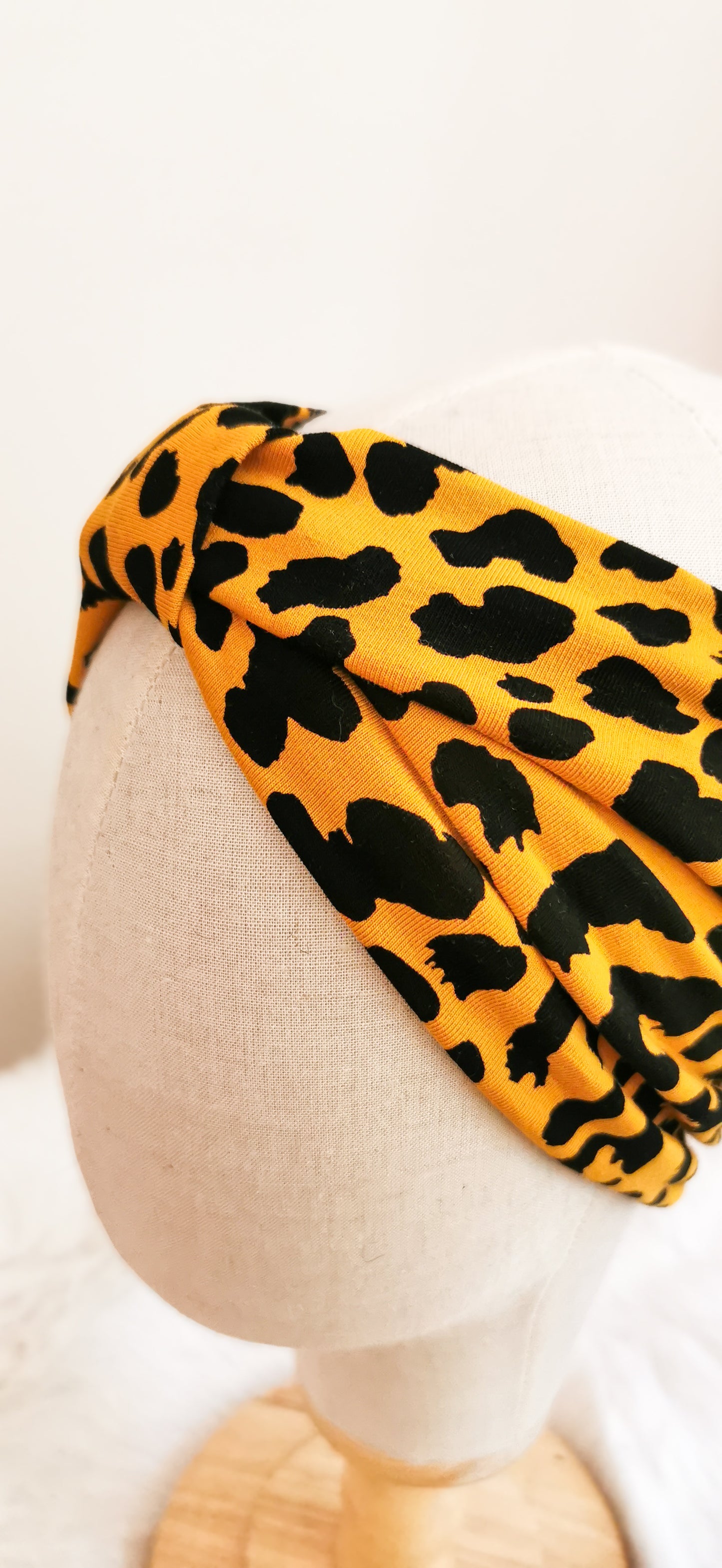 Knalliges Rockabilly Turban Stirnband mit Leopard GELB
