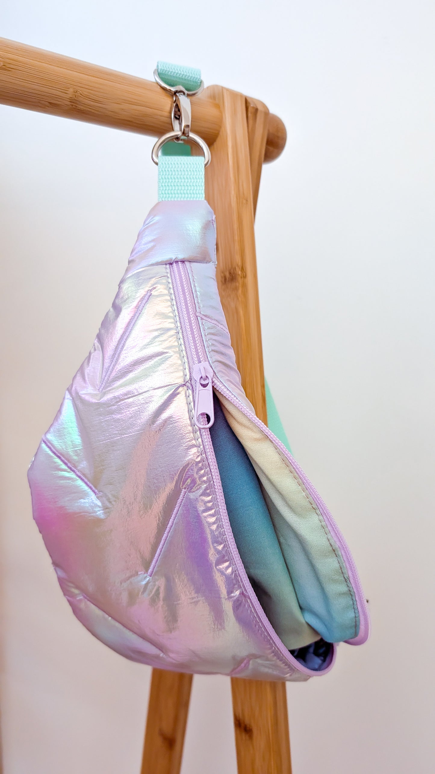 Holografische Pastell Mermaid 80s Bauchtasche Hipbag Stepper LIMITIERT