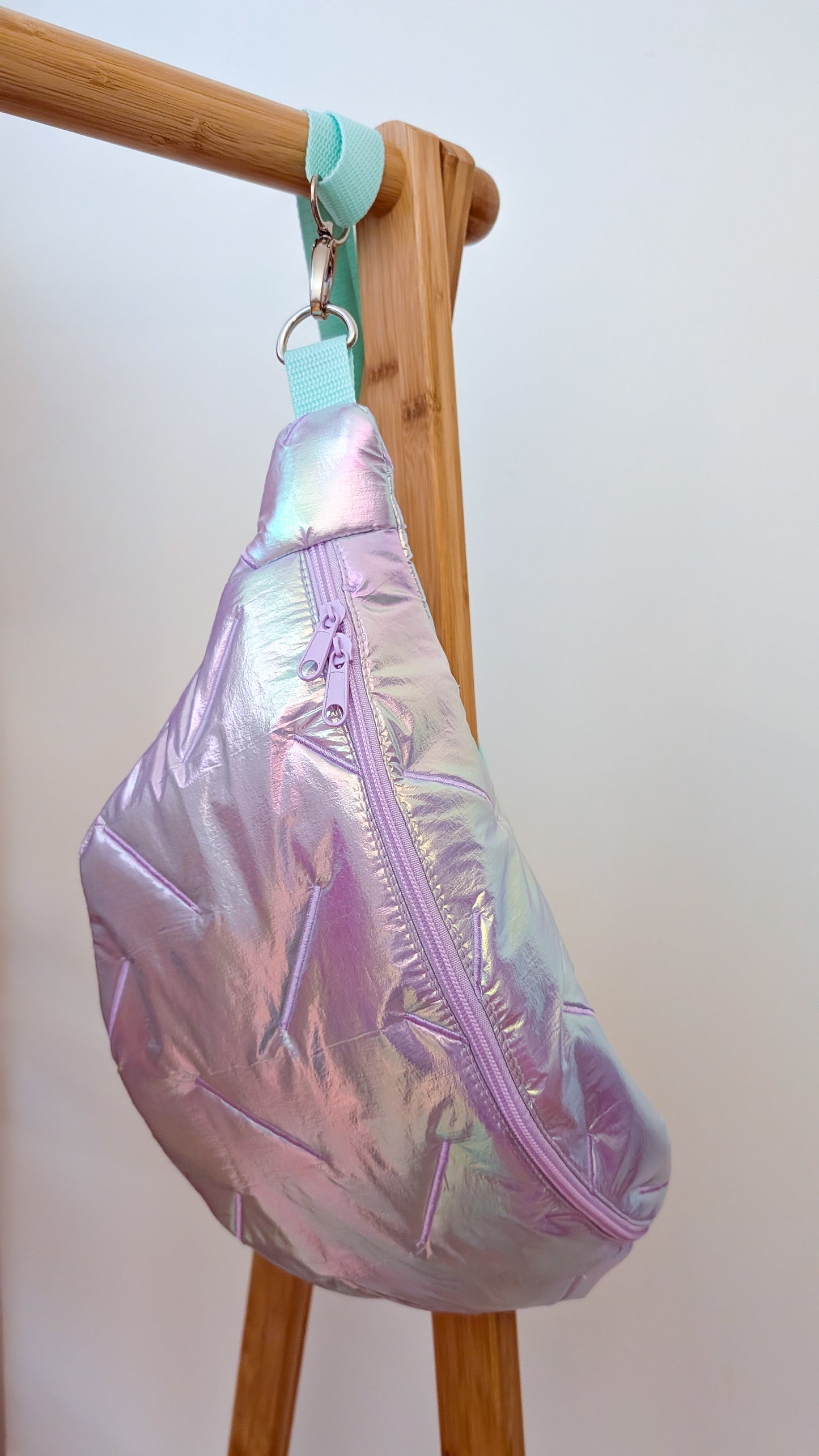 Große XL Bauchtasche Holografisch Pastell 80s Bauchtasche Stepper UNIKAT