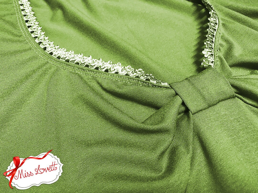 SALE | BETSY_39 klassisches Rockabilly Puffärmel Shirt KIWI grün | XS