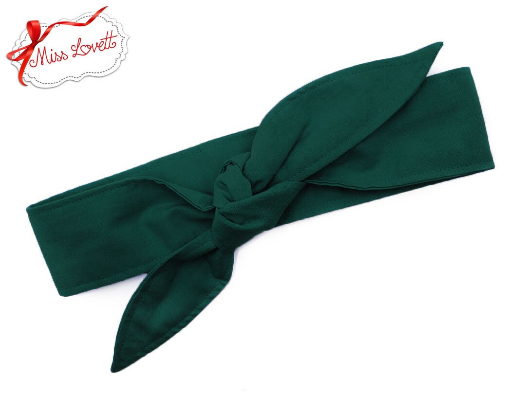 MAE Rockabilly Haarband zum Wenden Dunkelgrün Polkadots