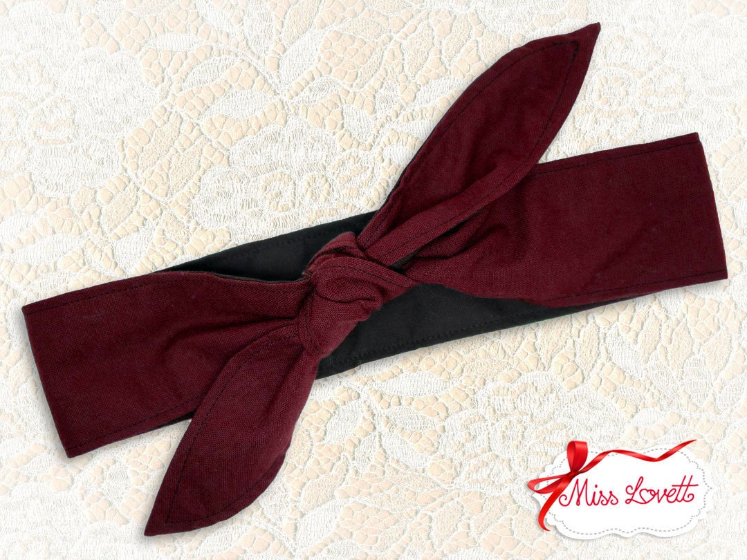 MAE Rockabilly Haarband zum Wenden BORDEAUX Polkadots