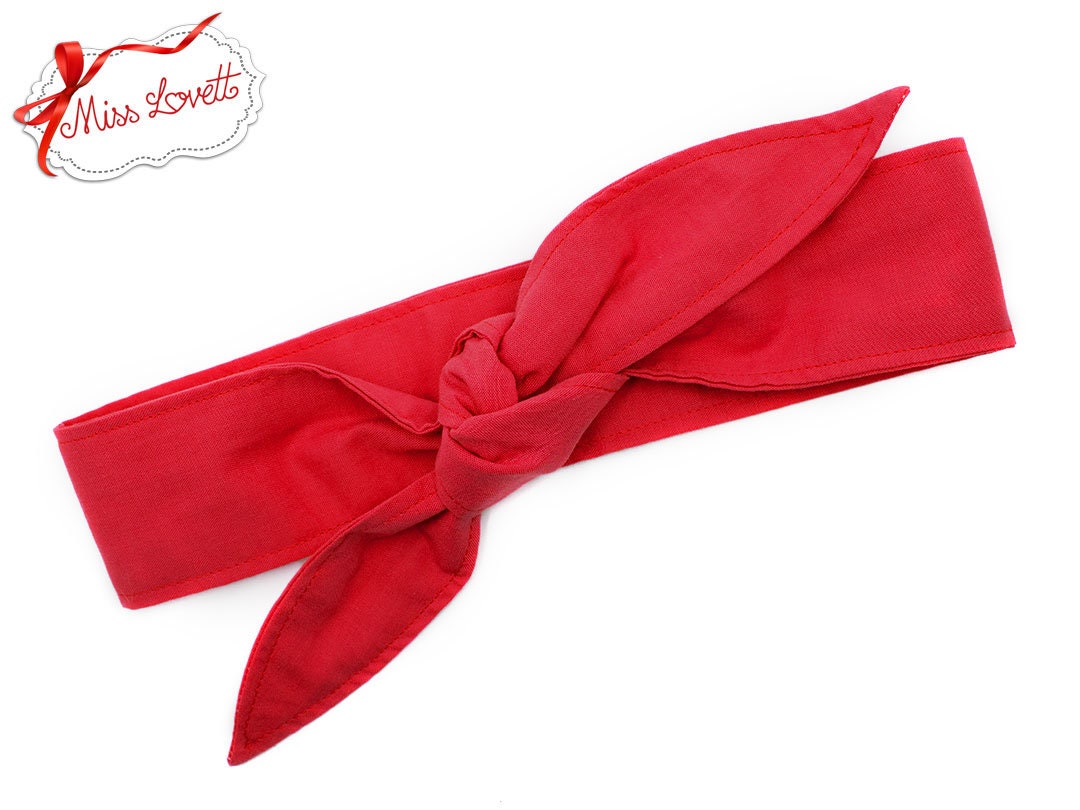 MAE Rockabilly Haarband zum Wenden ROT Polkadots Streifen Karo
