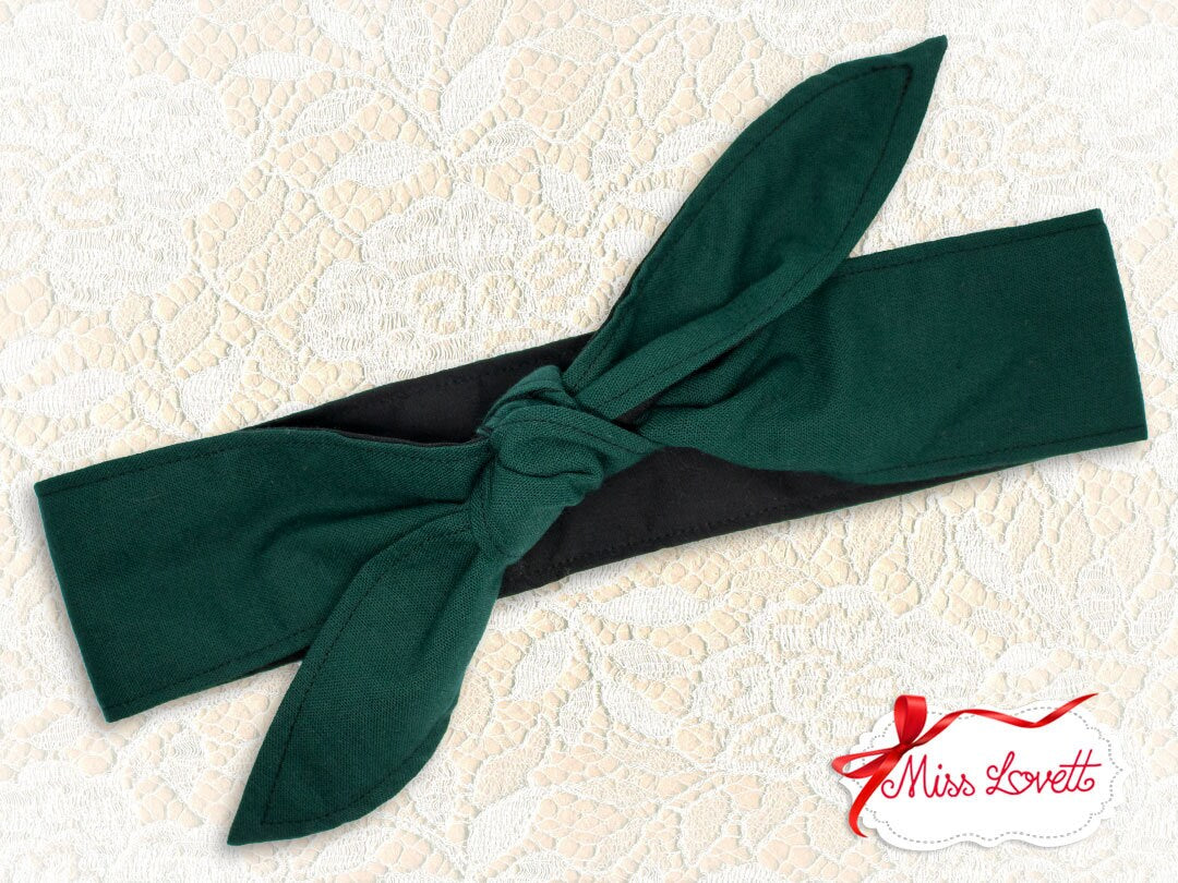 MAE Rockabilly Haarband zum Wenden Dunkelgrün Polkadots